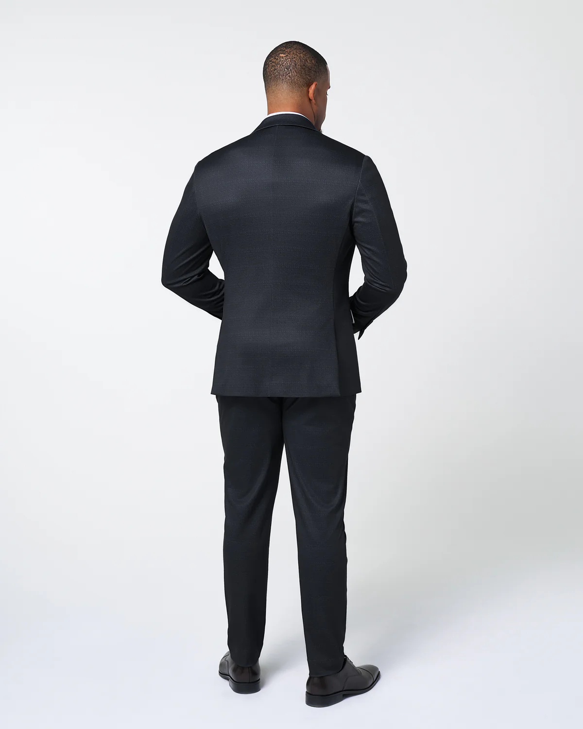 Athletic Fit Stretch Suit - Midnight Navy & Blue Microcheck - Image 4