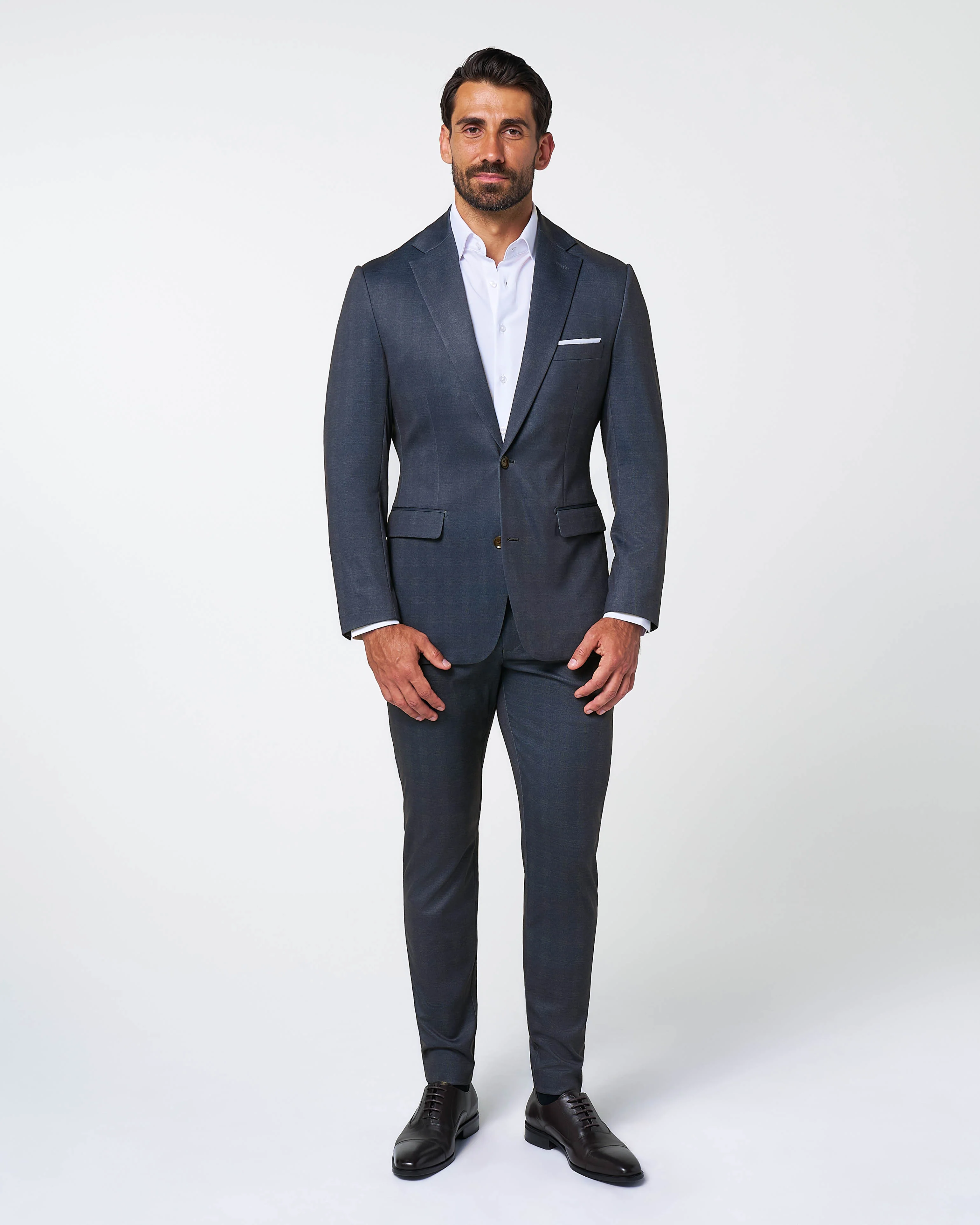 Athletic Fit Stretch Suit - Midnight Navy Plaid