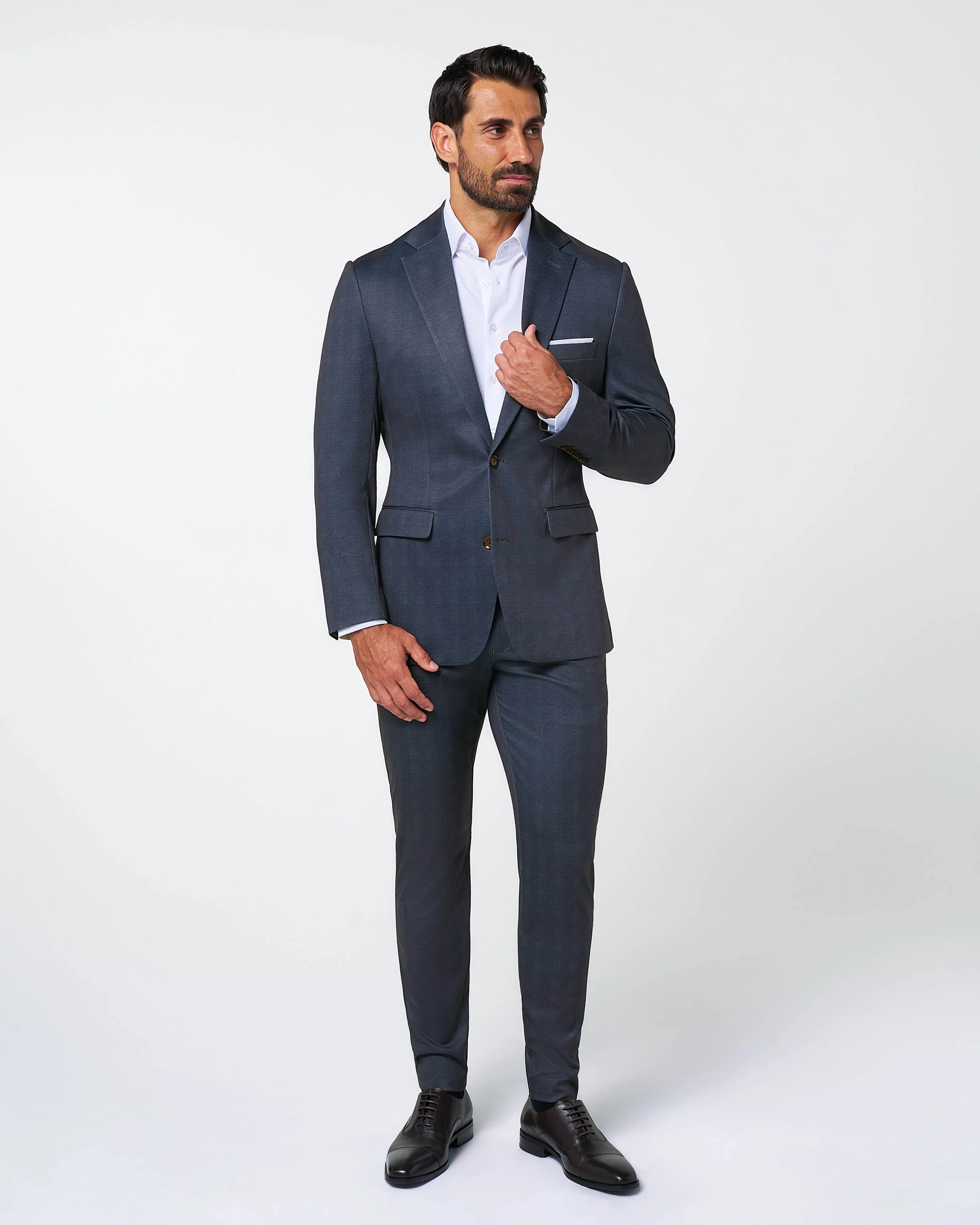 Athletic Fit Stretch Suit - Midnight Navy Plaid - Image 6