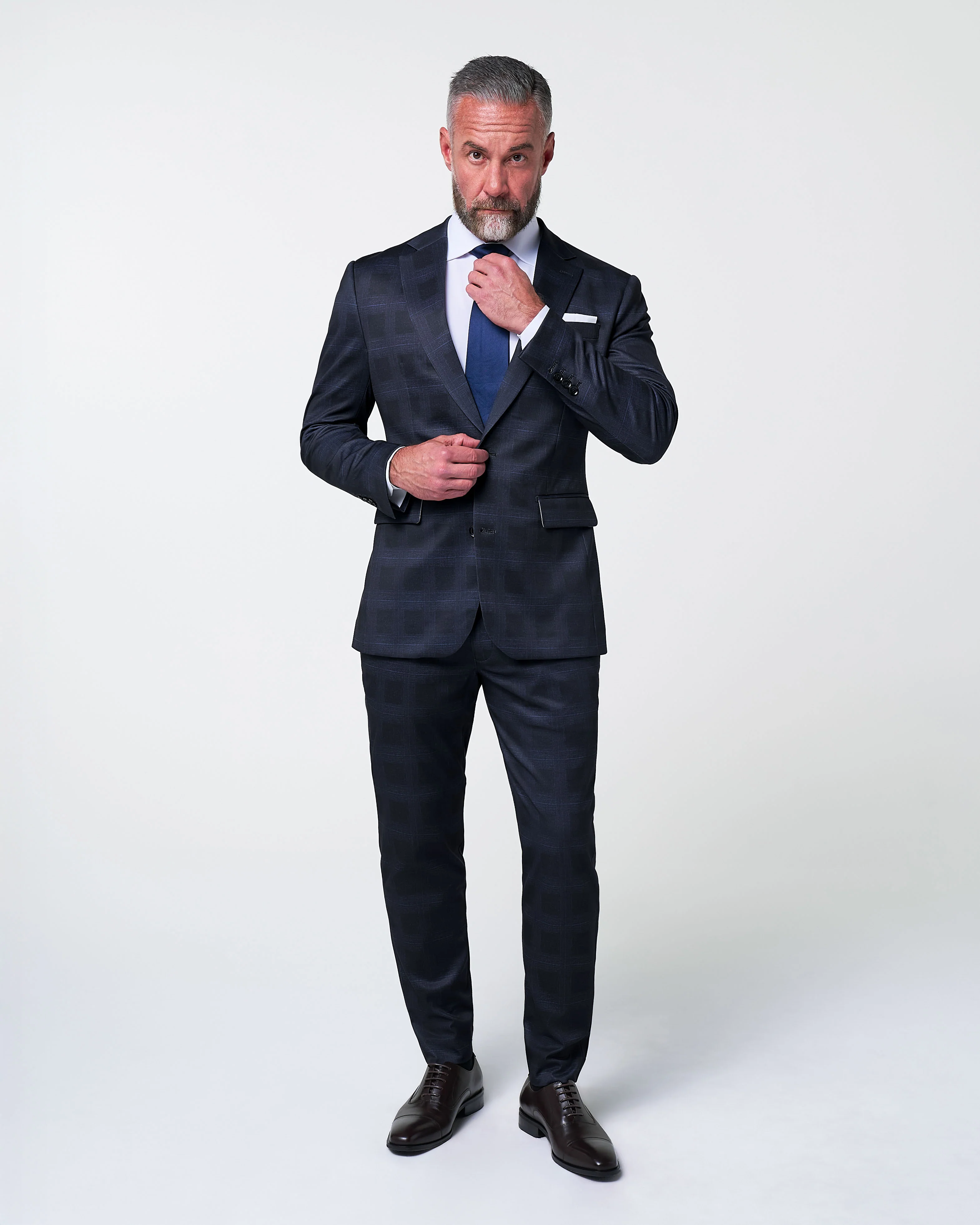 Athletic Fit Stretch Suit - Midnight Navy Plaid & Blue Plaid
