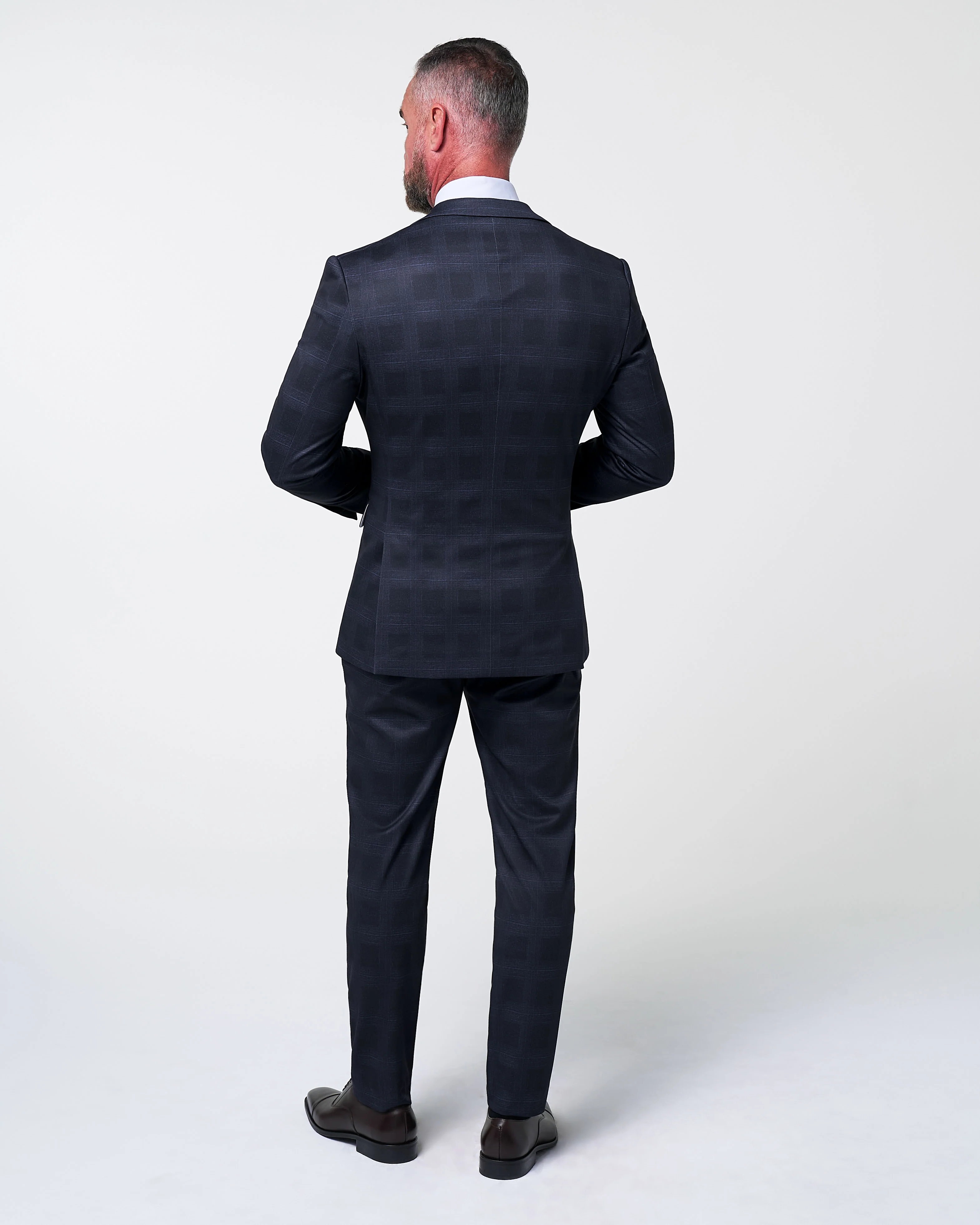 Athletic Fit Stretch Suit - Midnight Navy Plaid & Blue Plaid - Image 4