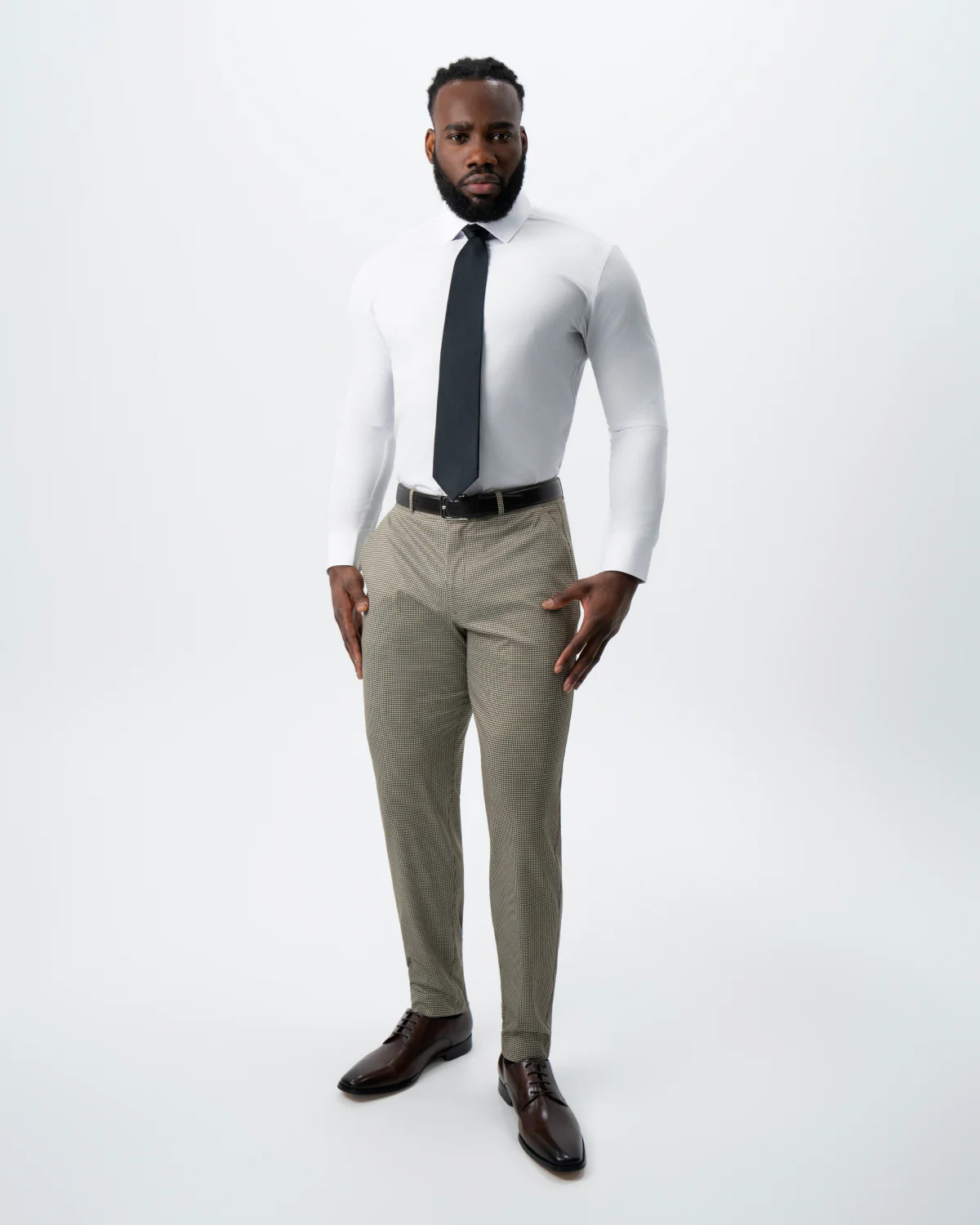 Athletic Fit Stretch Suit - Olive Houndstooth - Image 4