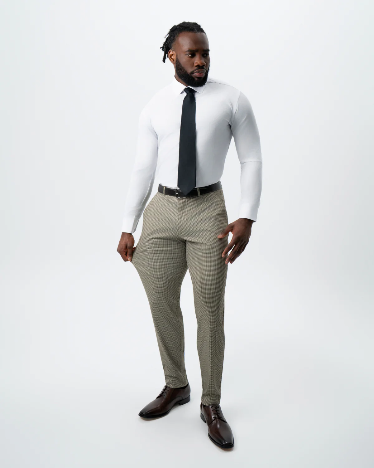 Athletic Fit Stretch Suit - Olive Houndstooth - Image 7