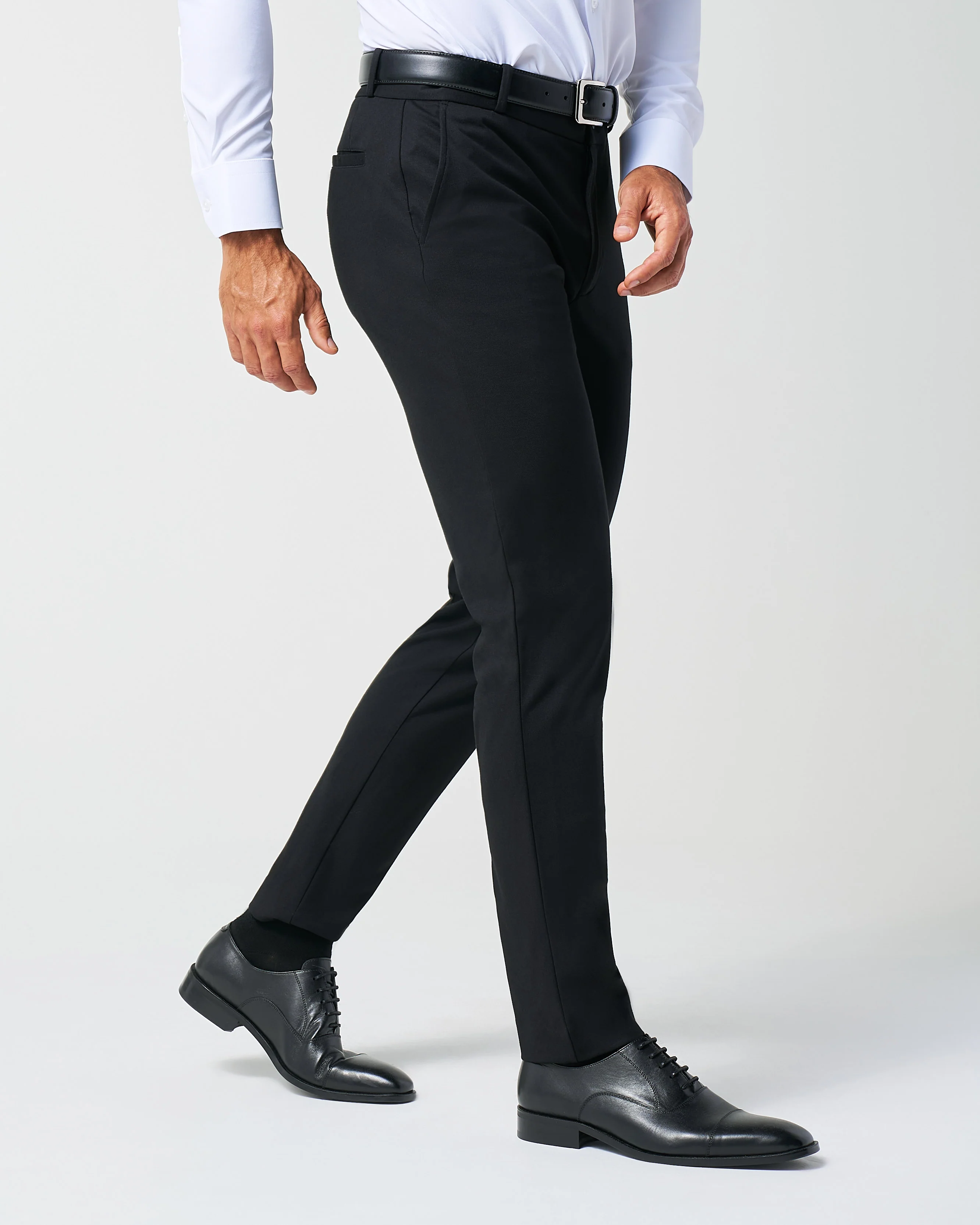 Athletic Fit Stretch Suit Pants - Black - Image 3