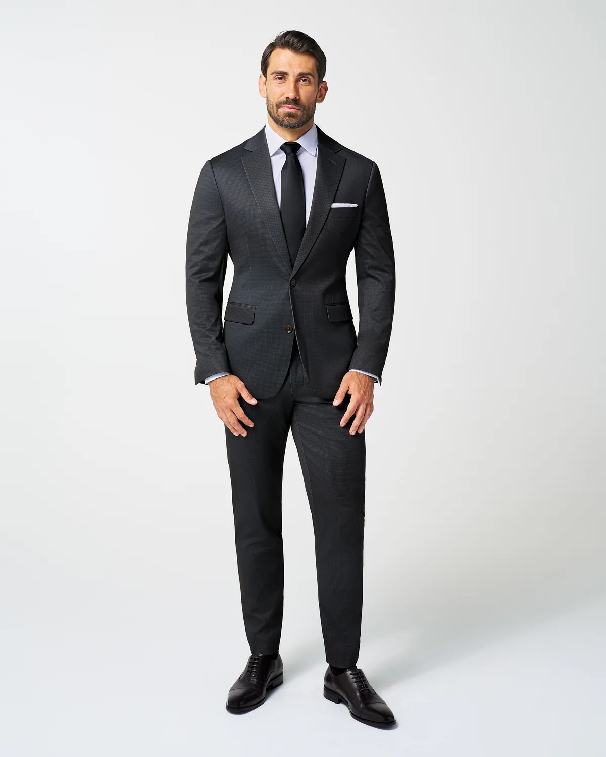 Athletic Fit Stretch Suit Pants - Charcoal Microcheck - Image 4