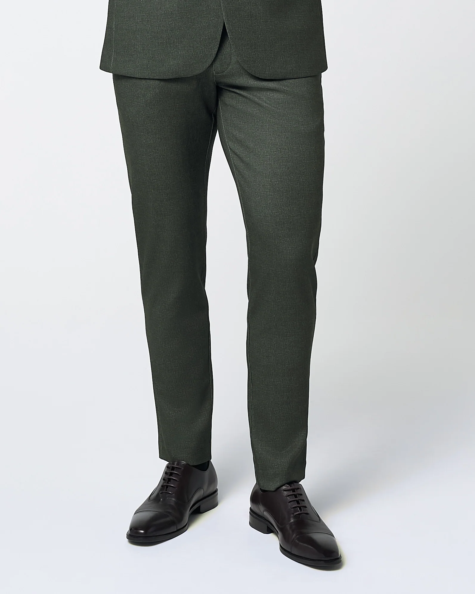 Athletic Fit Stretch Suit Pants - Deep Olive - Image 3