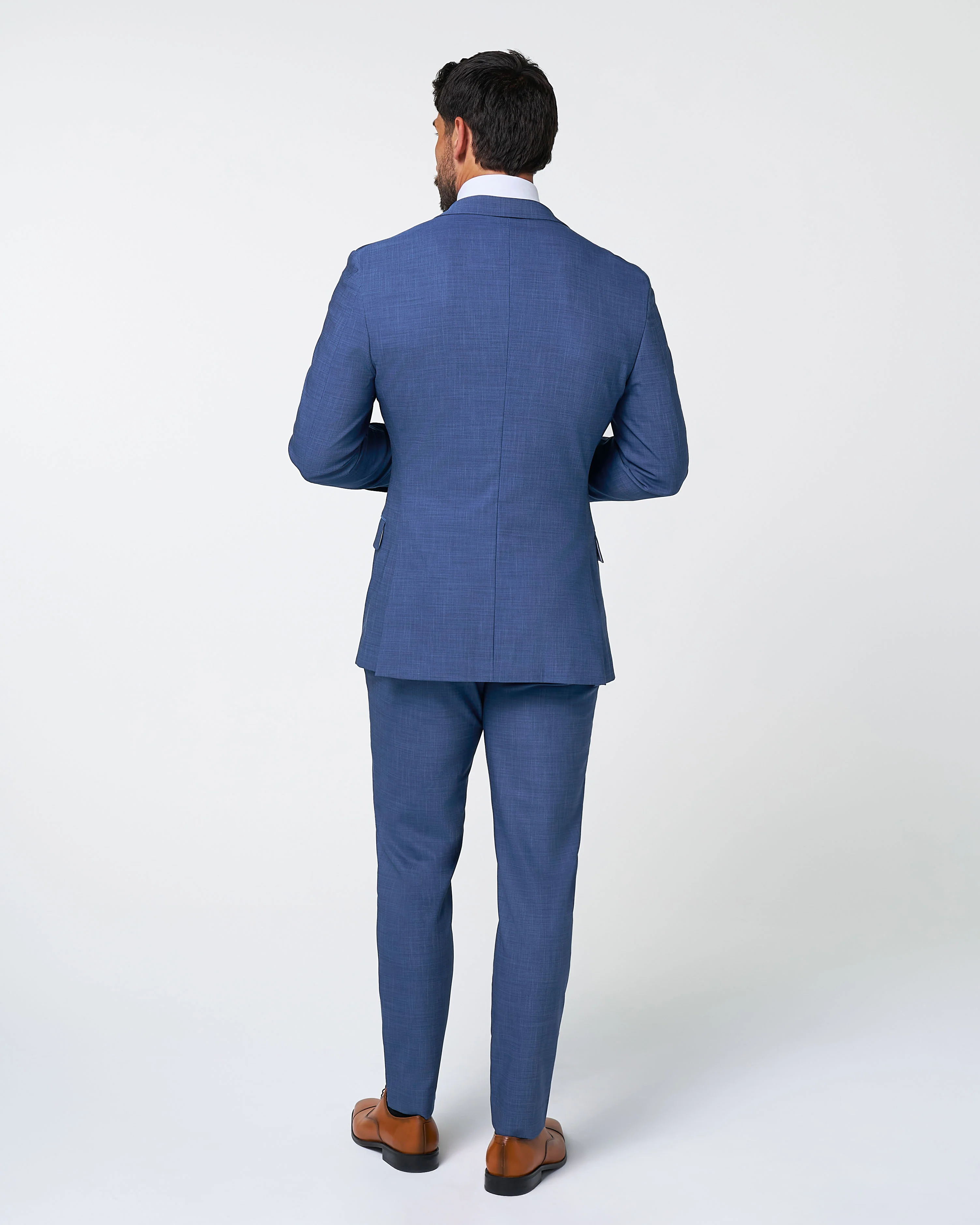 Athletic Fit Stretch Suit Pants - Heathered Blue - Image 3