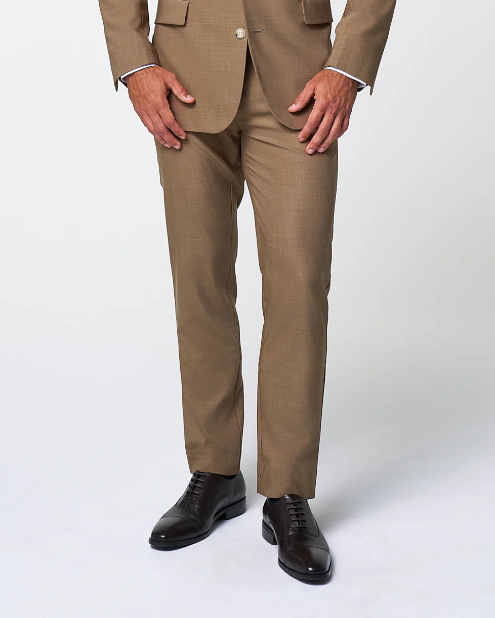 Athletic Fit Stretch Suit Pants - Heathered Cappuccino