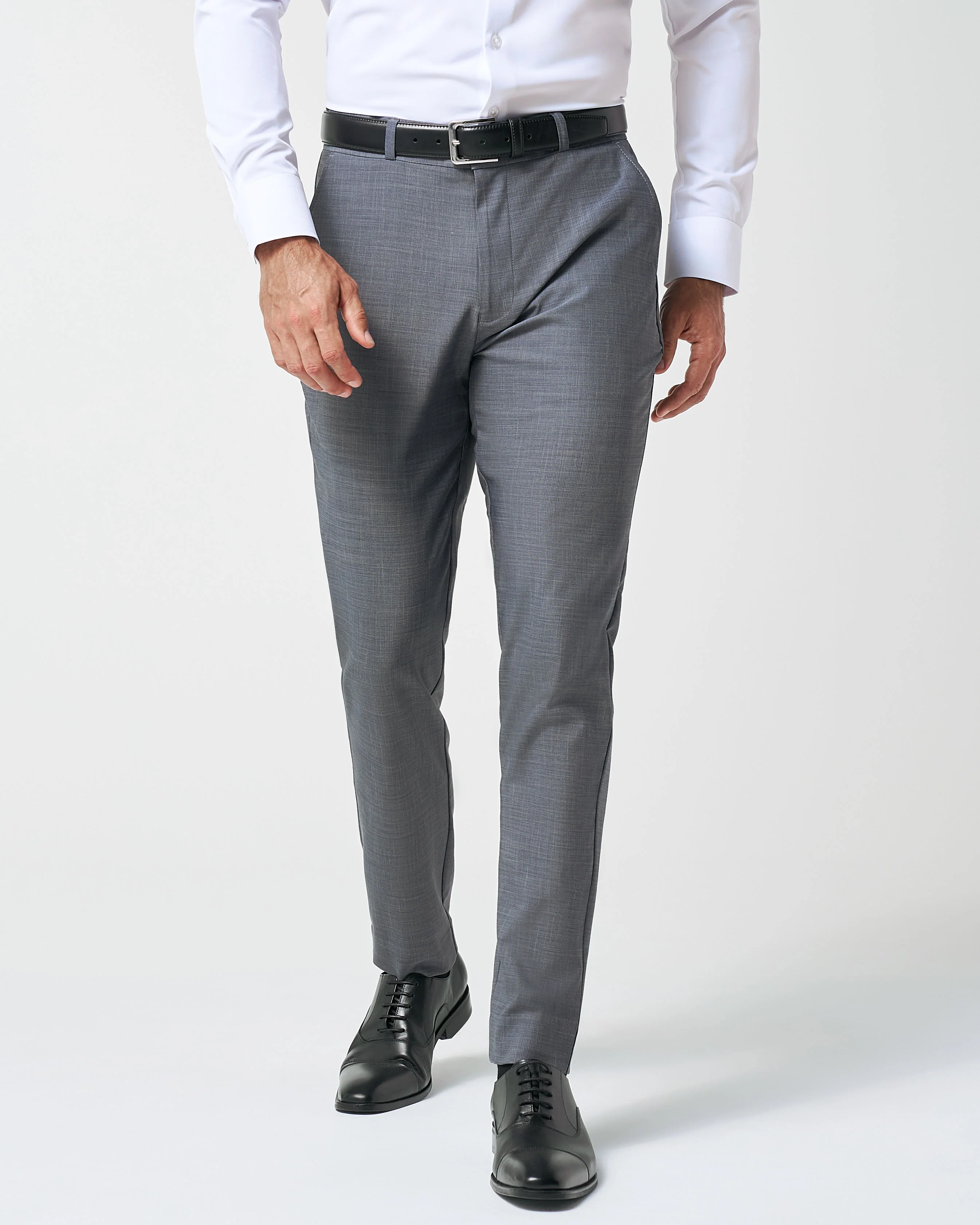Athletic Fit Stretch Suit Pants - Heathered Grey - Image 5
