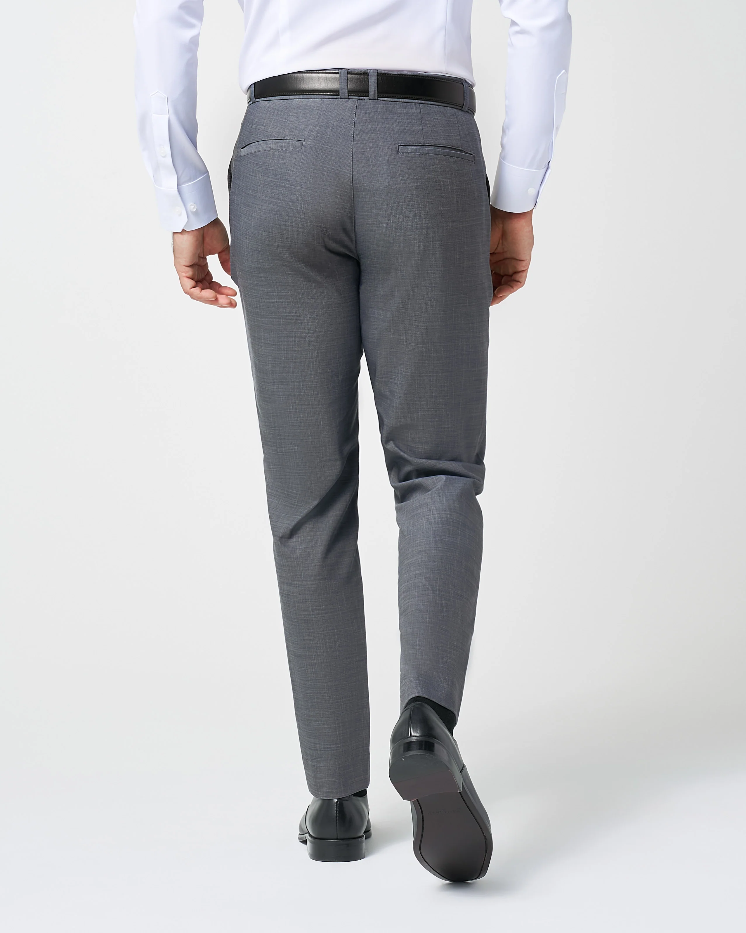 Athletic Fit Stretch Suit Pants - Heathered Grey - Image 6