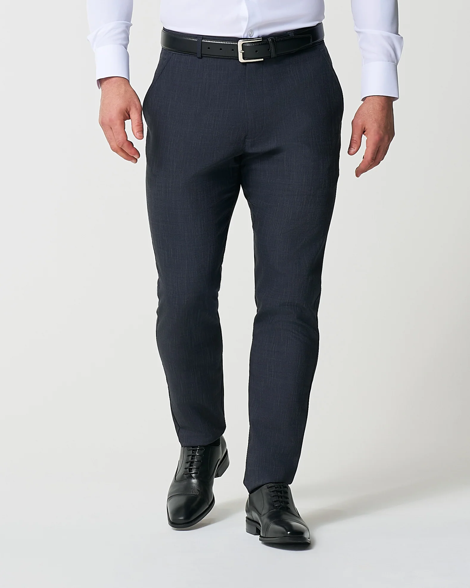 Athletic Fit Stretch Suit Pants - Heathered Midnight Navy - Image 3