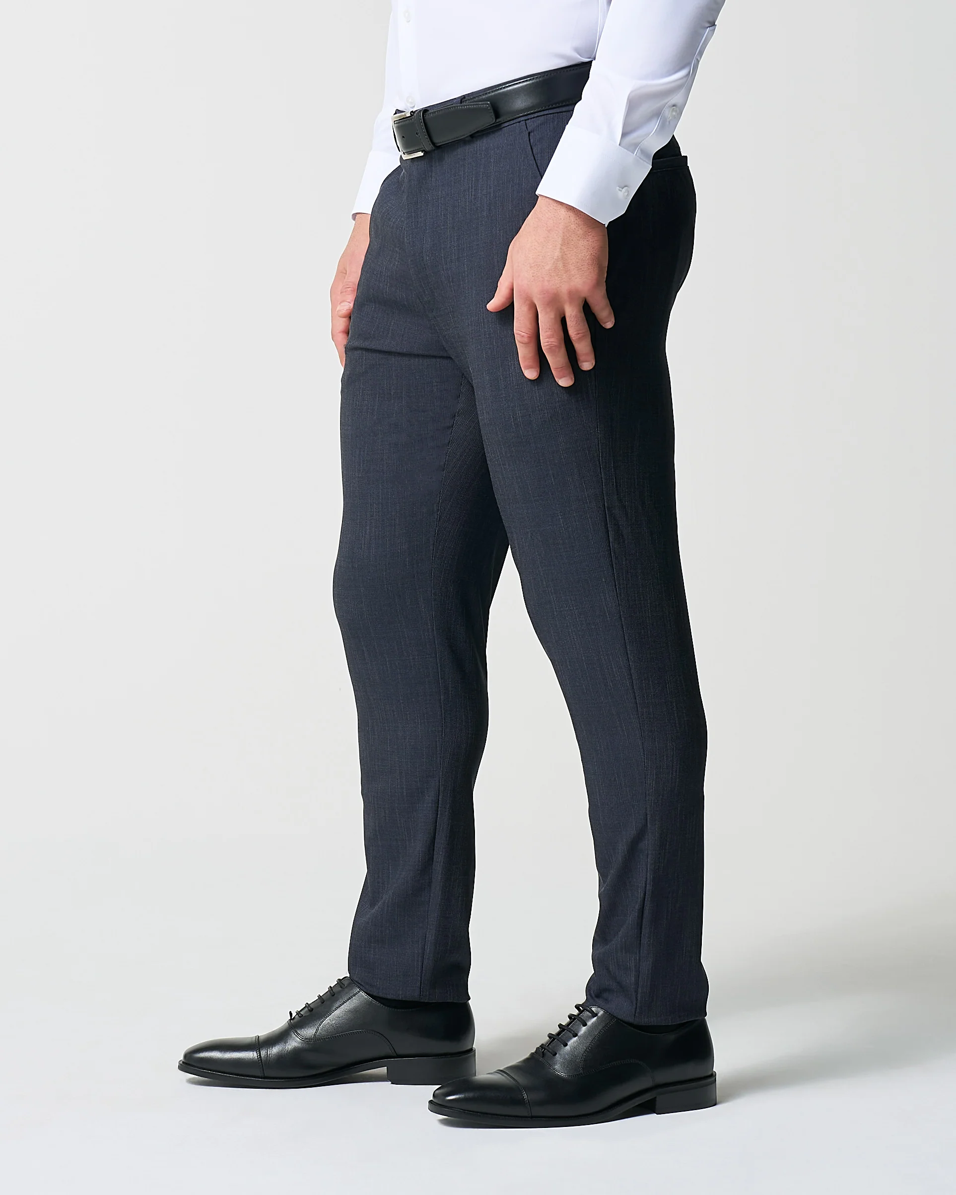Athletic Fit Stretch Suit Pants - Heathered Midnight Navy - Image 4
