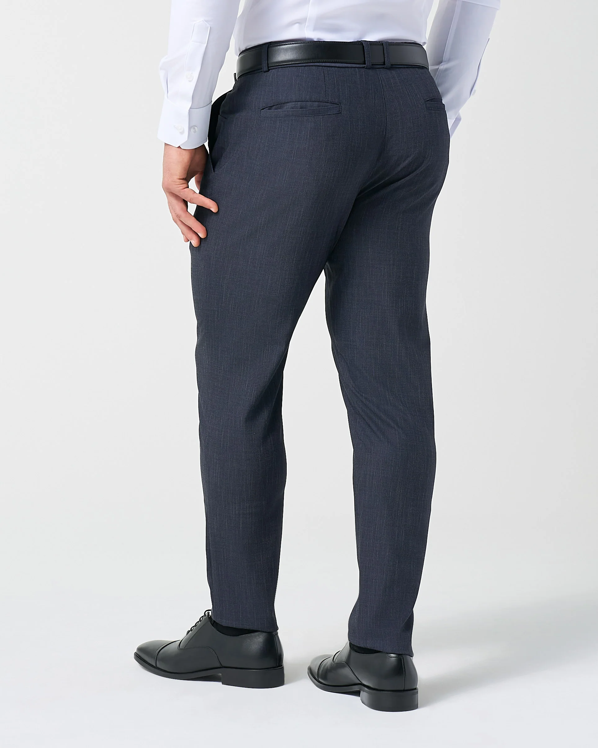 Athletic Fit Stretch Suit Pants - Heathered Midnight Navy - Image 5