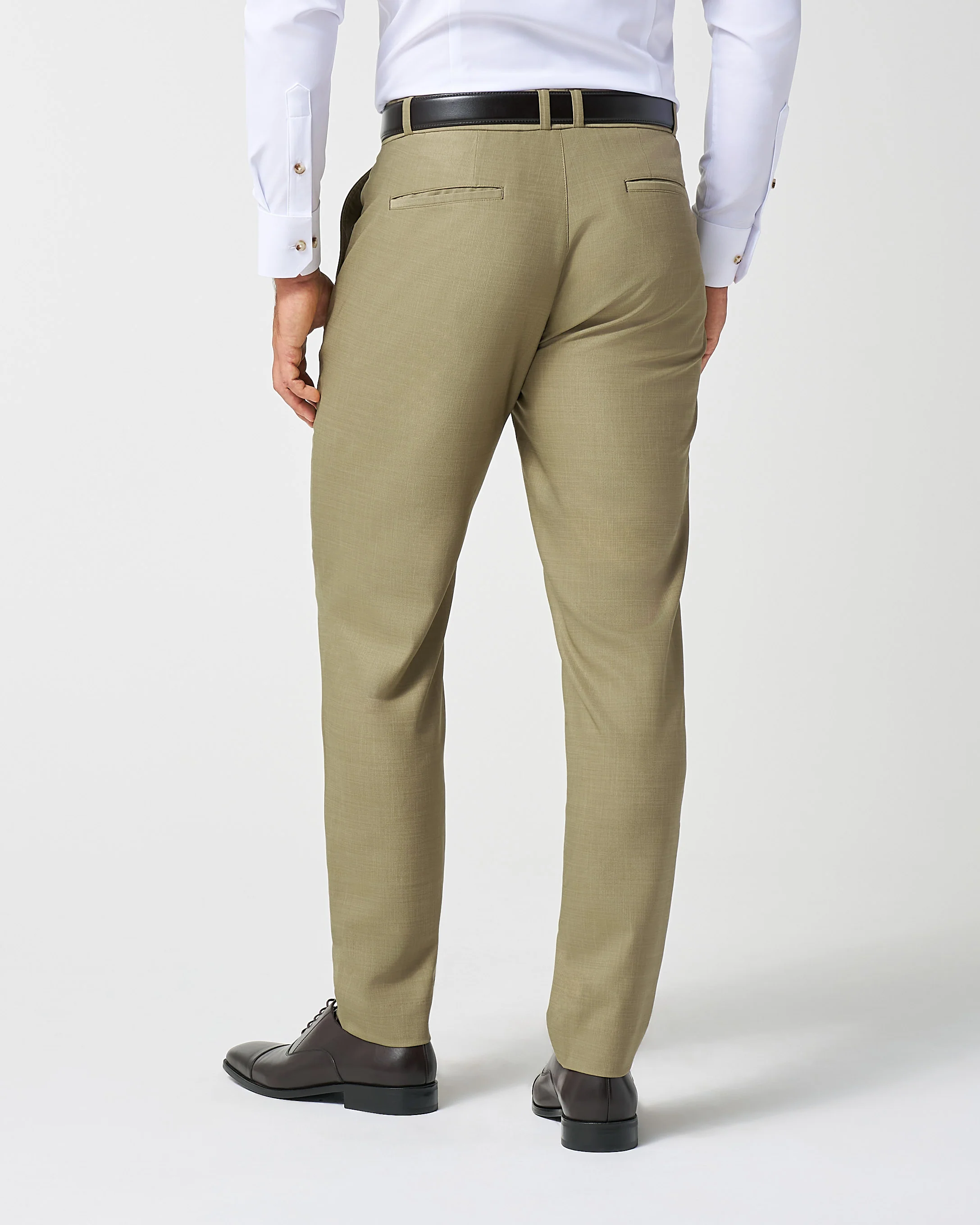 Athletic Fit Stretch Suit Pants - Heathered Olive - Image 4