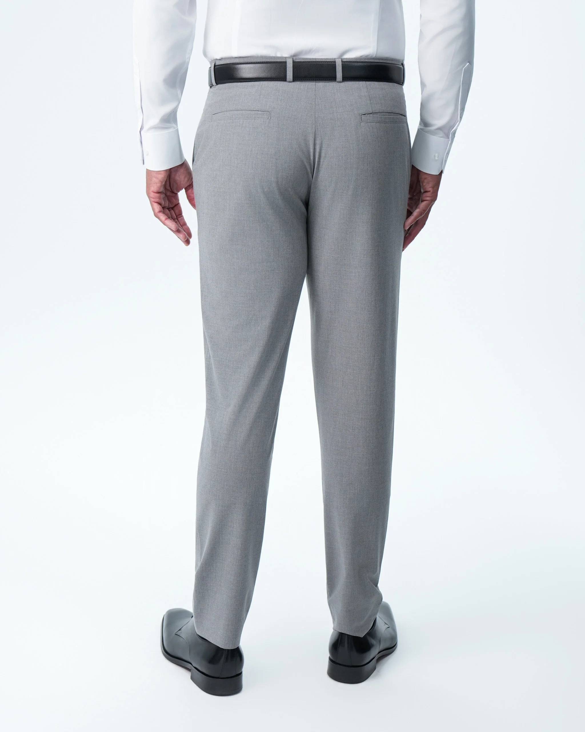 Athletic Fit Stretch Suit Pants - Lightweight Heathered Smoked Grey - Image 5