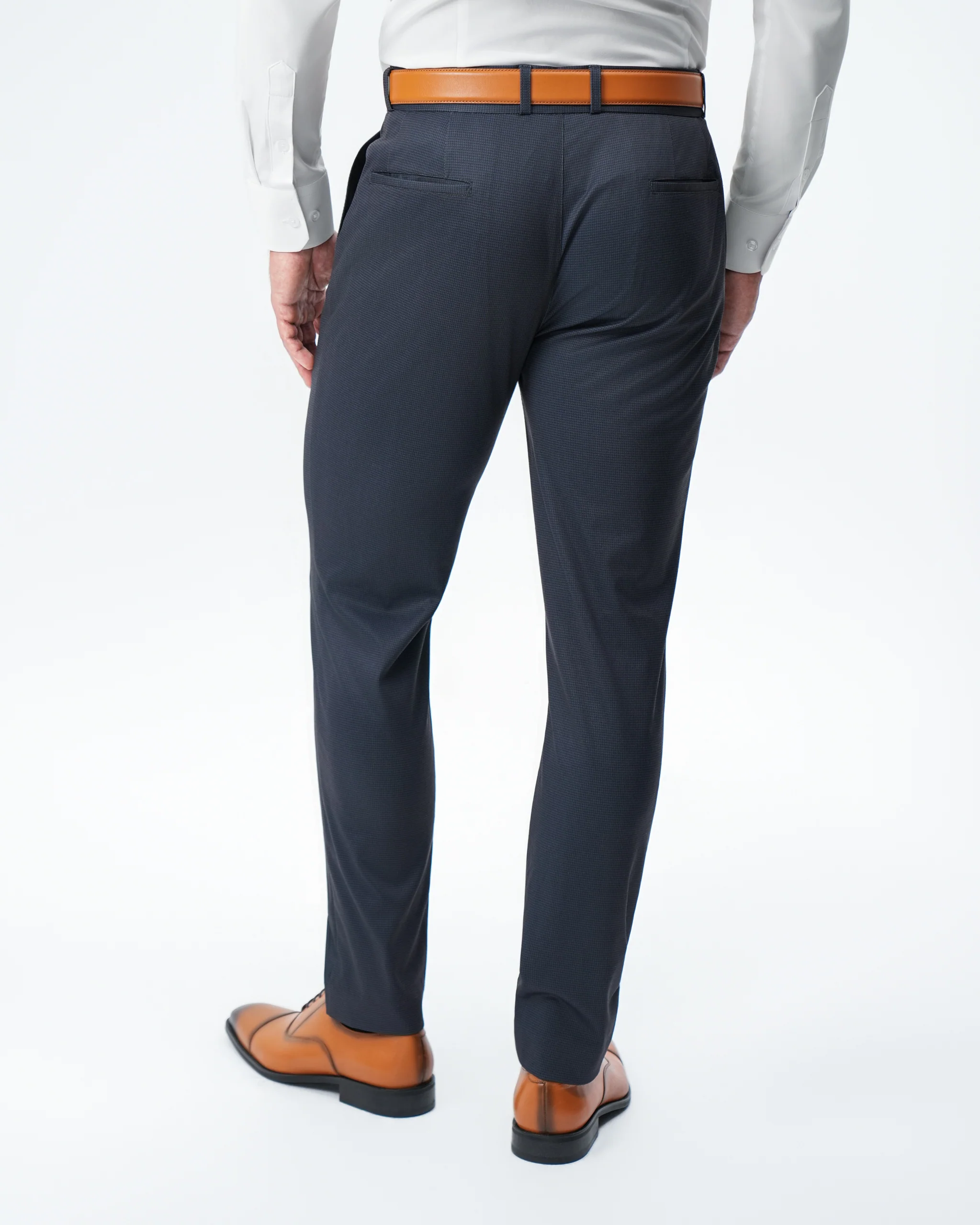 Athletic Fit Stretch Suit Pants - Navy & Black Mini Houndstooth - Image 6