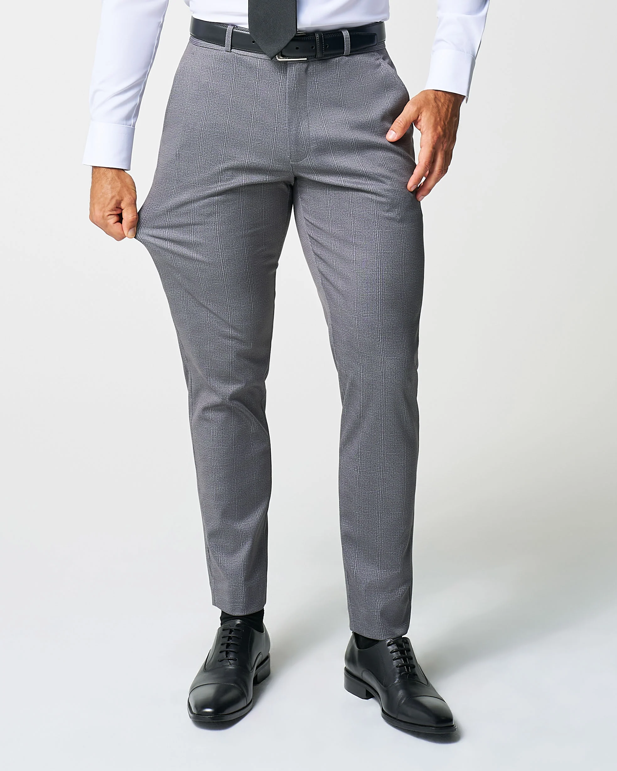 Athletic Fit Stretch Suit Pants - Shadow Grey Plaid - Image 3