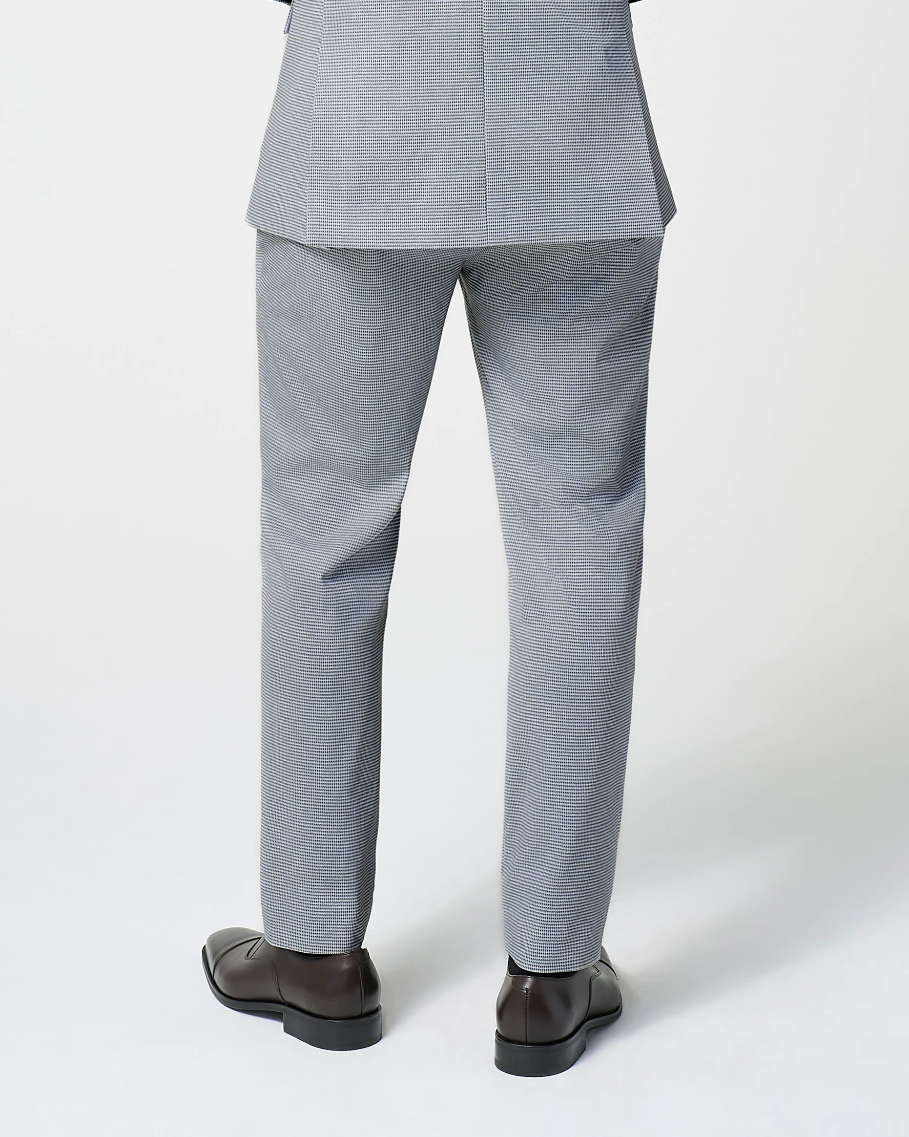 Athletic Fit Stretch Suit Pants - Slate Grey Houndstooth - Image 4