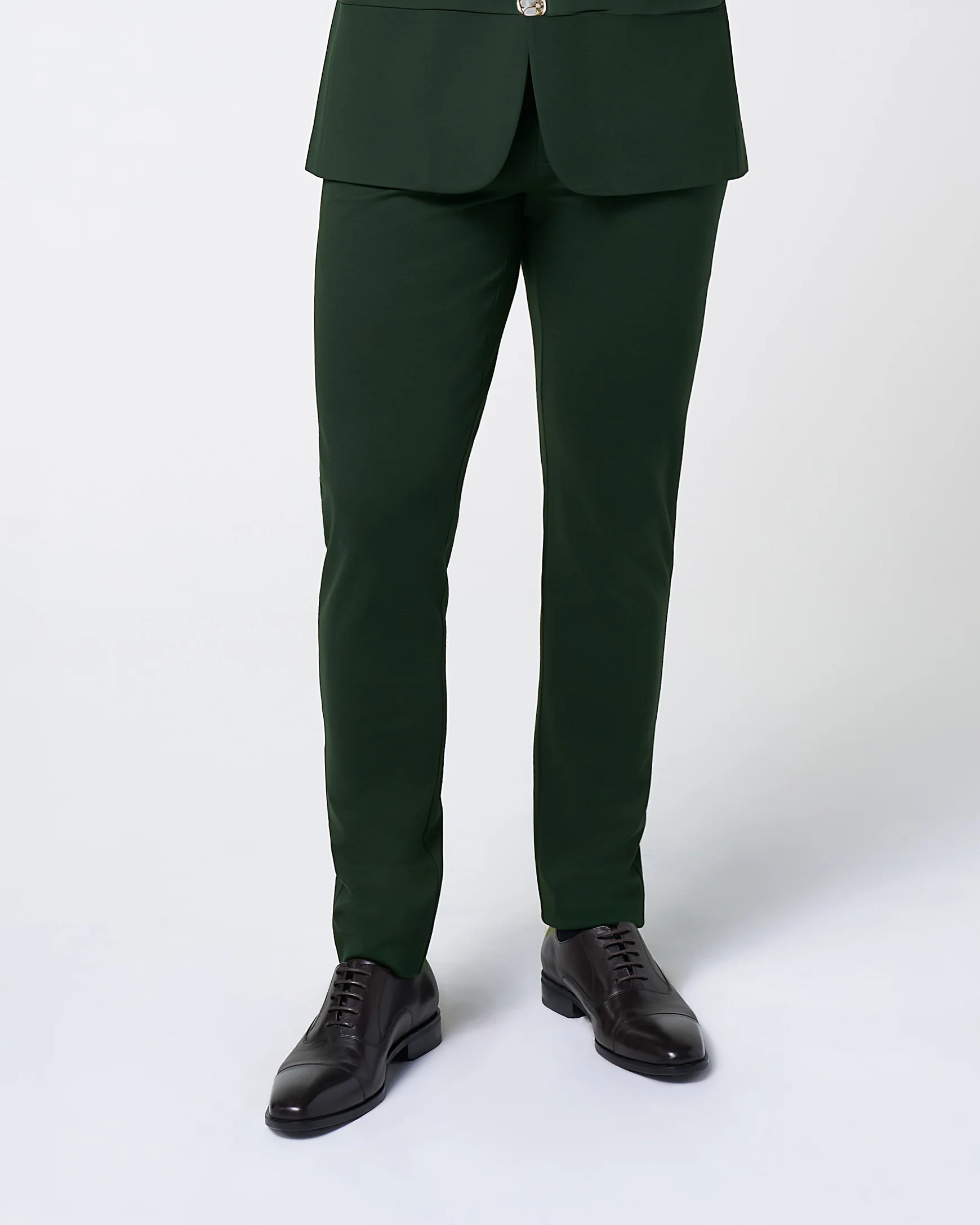 Athletic Fit Stretch Suit Pants - Solid Hunter Green - Image 4