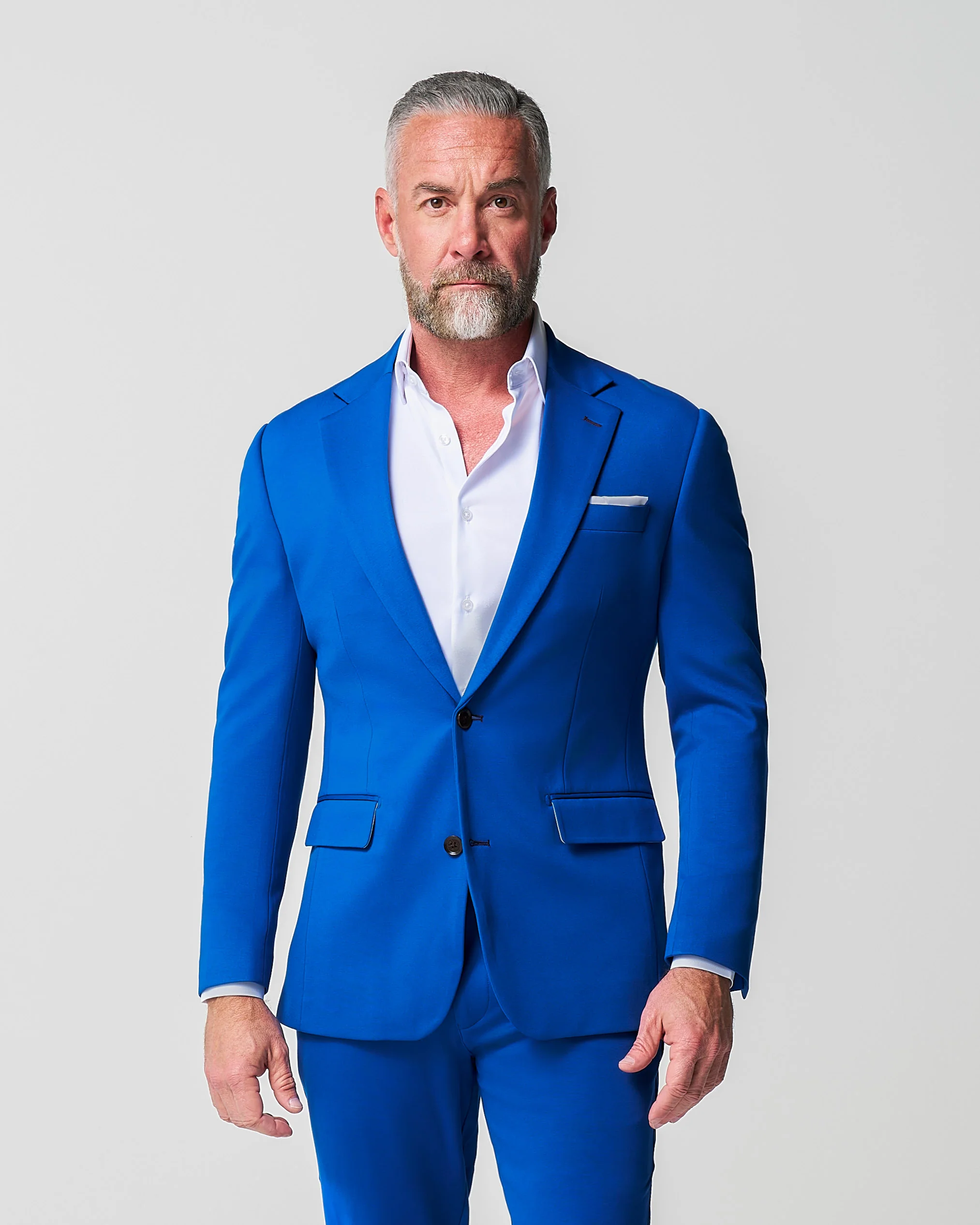 Athletic Fit Stretch Suit - Solid Royal Blue - Image 3