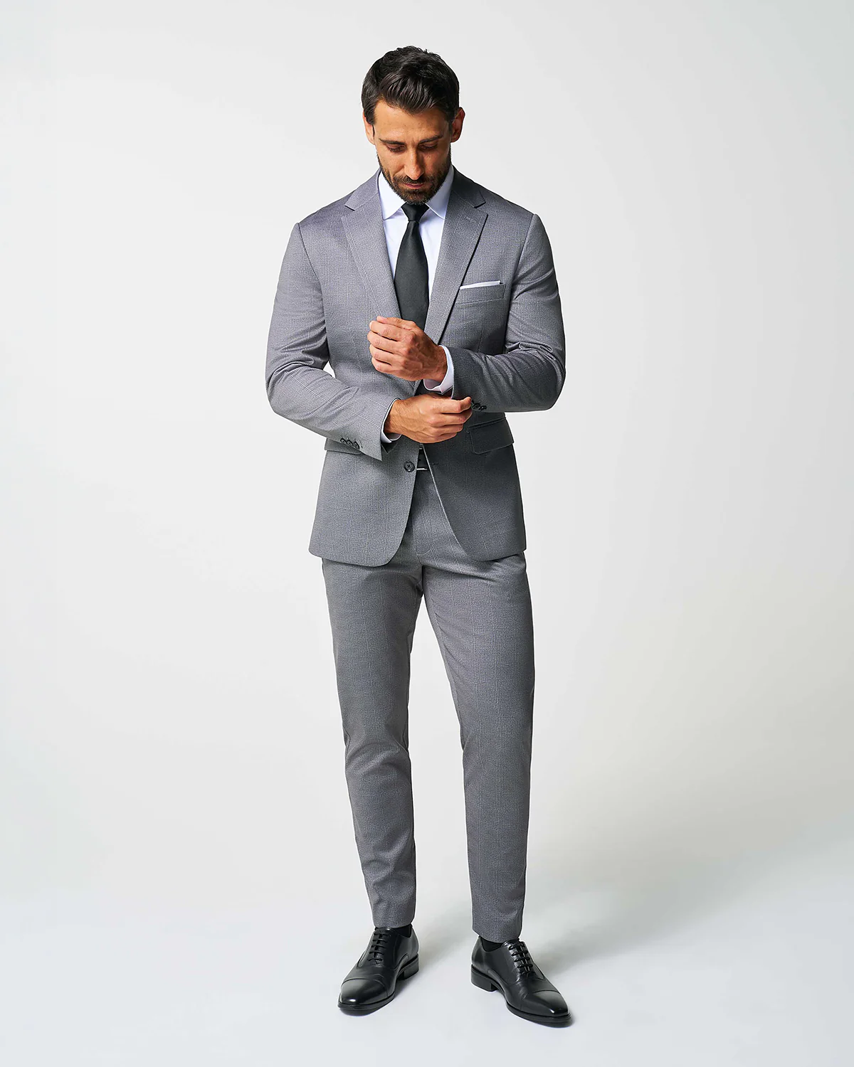 Athletic Fit Stretch Suit - Shadow Grey Plaid - Image 5