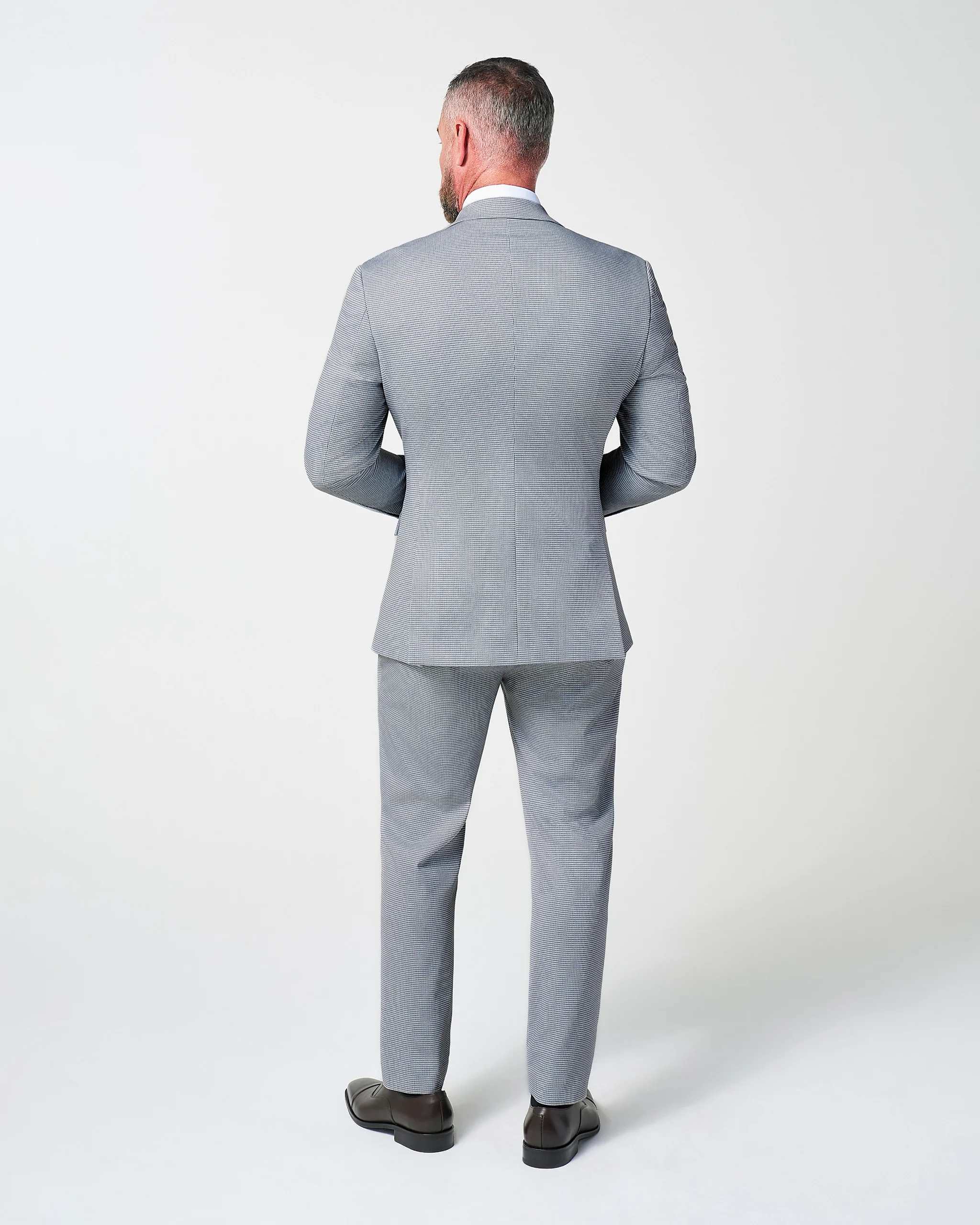 Athletic Fit Stretch Suit - Slate Grey Houndstooth - Image 3