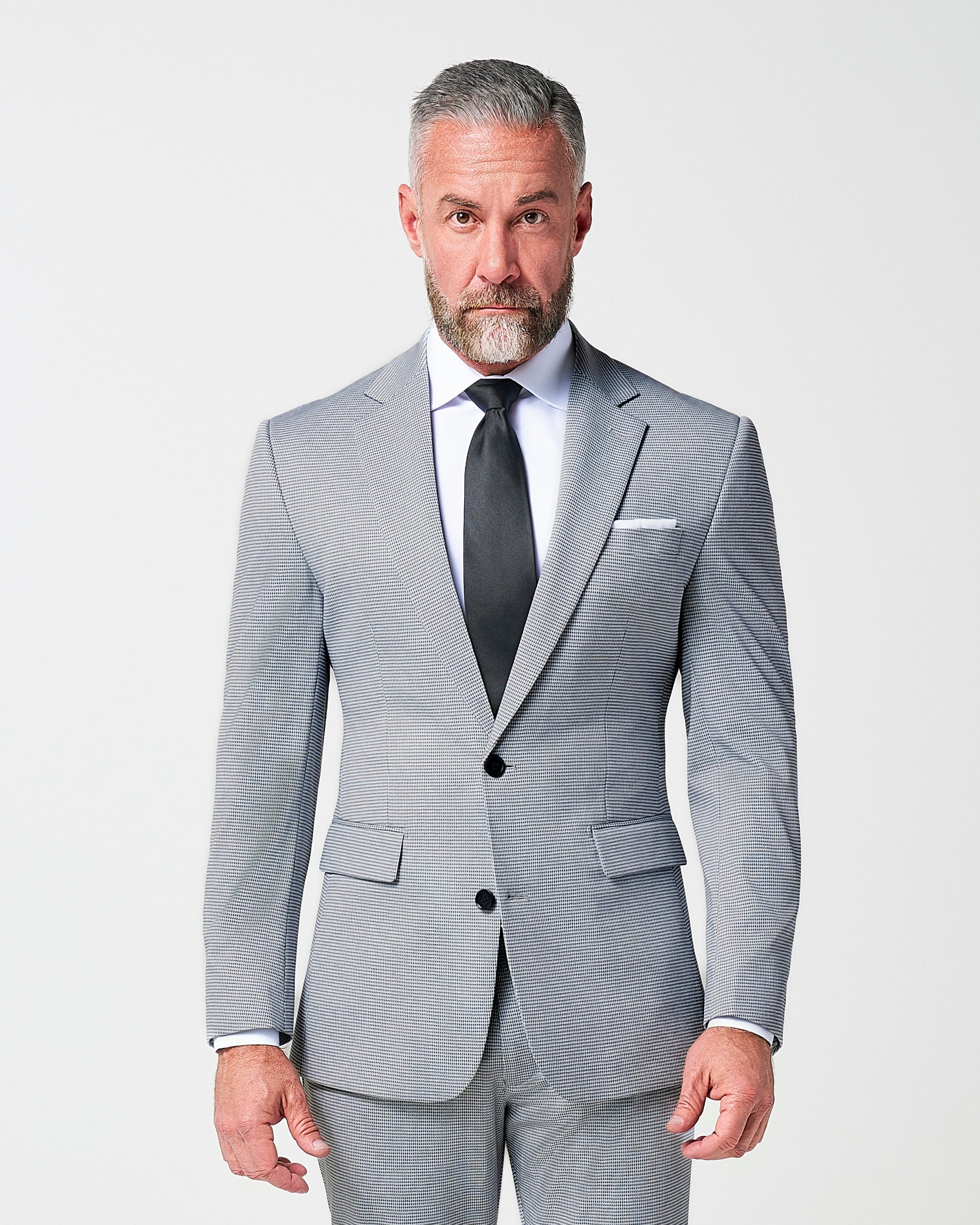 Athletic Fit Stretch Suit - Slate Grey Houndstooth - Image 4