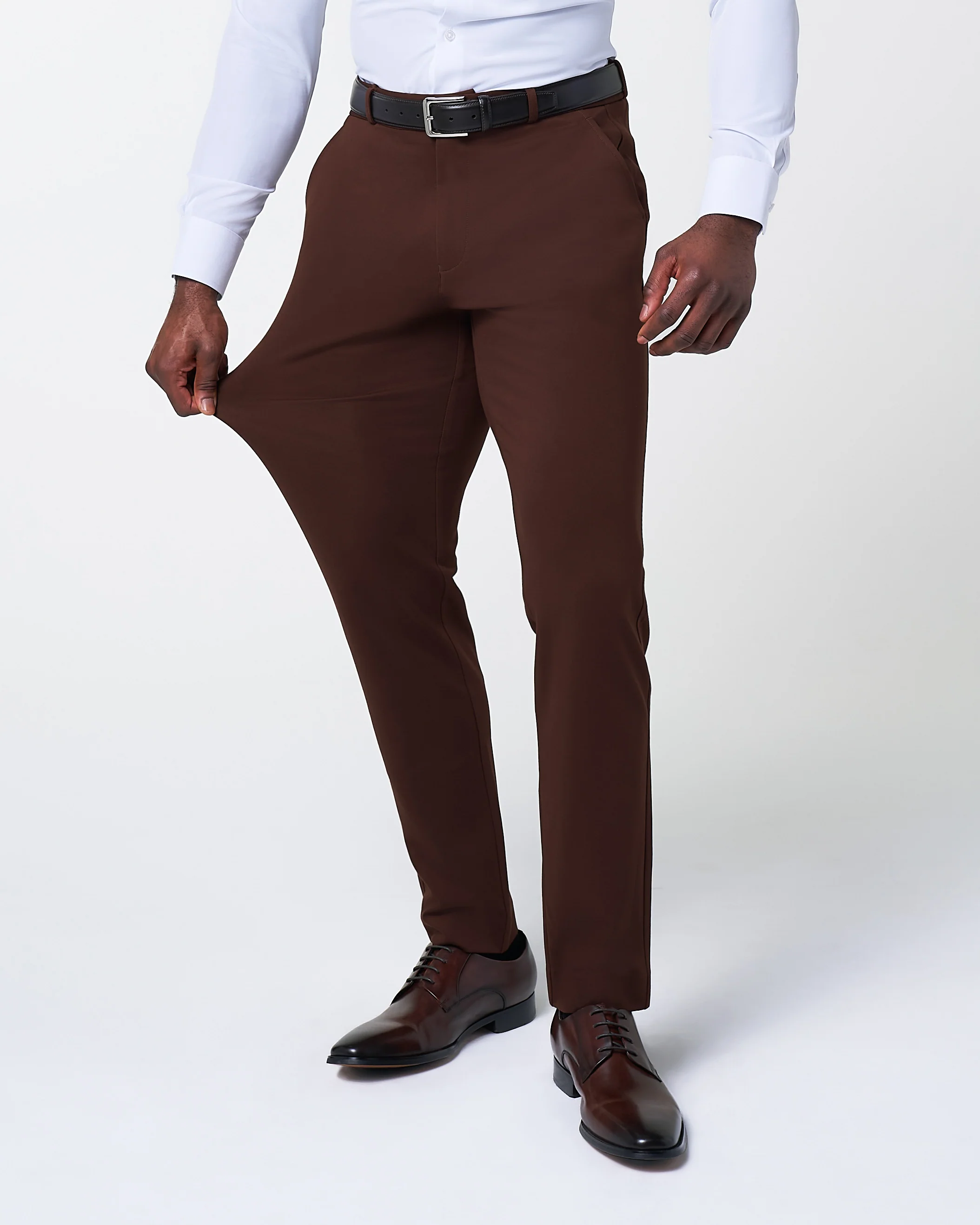 Athletic Fit Stretch Suit - Solid Brown - Image 5