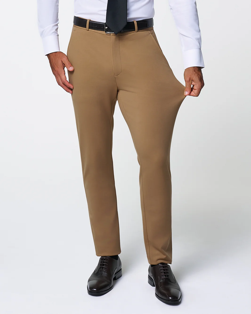 Athletic Fit Stretch Suit - Solid Dark Tan - Image 6