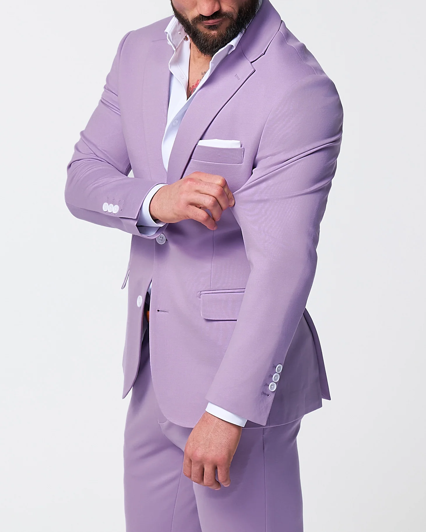 Athletic Fit Stretch Suit - Solid Lilac - Image 2