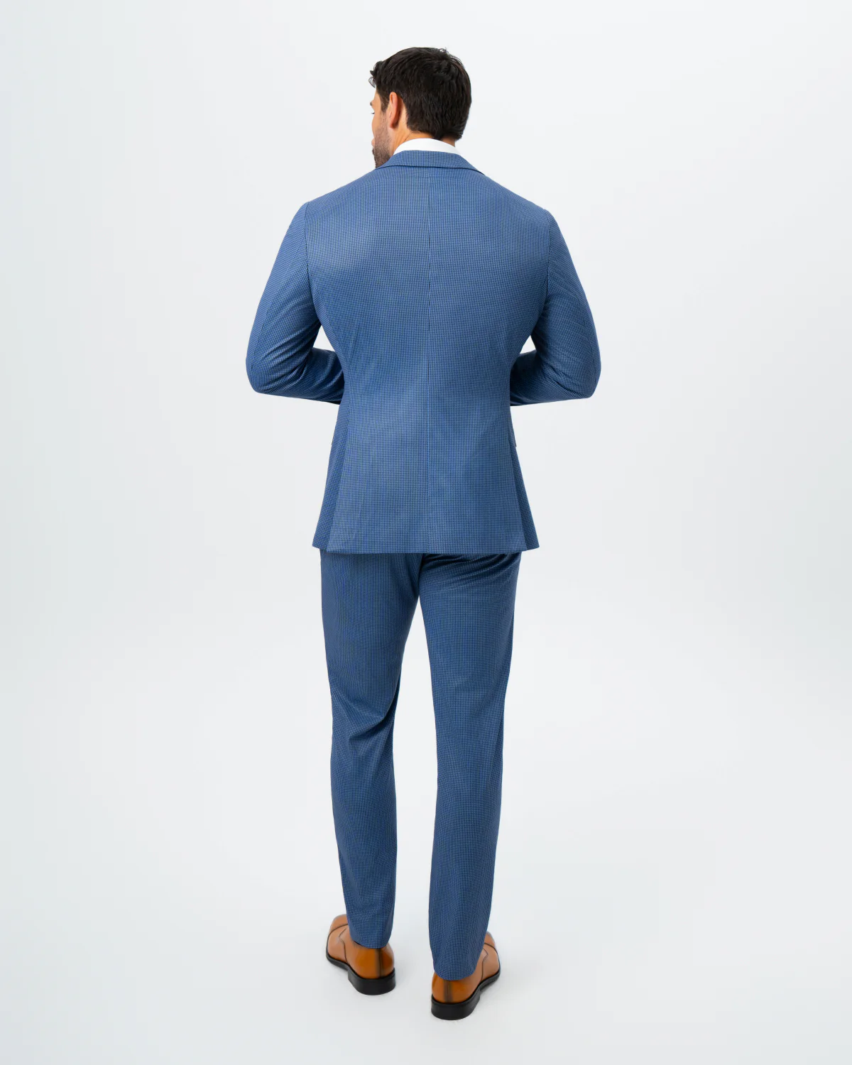 Athletic Fit Stretch Suit - Steel Blue Houndstooth - Image 4