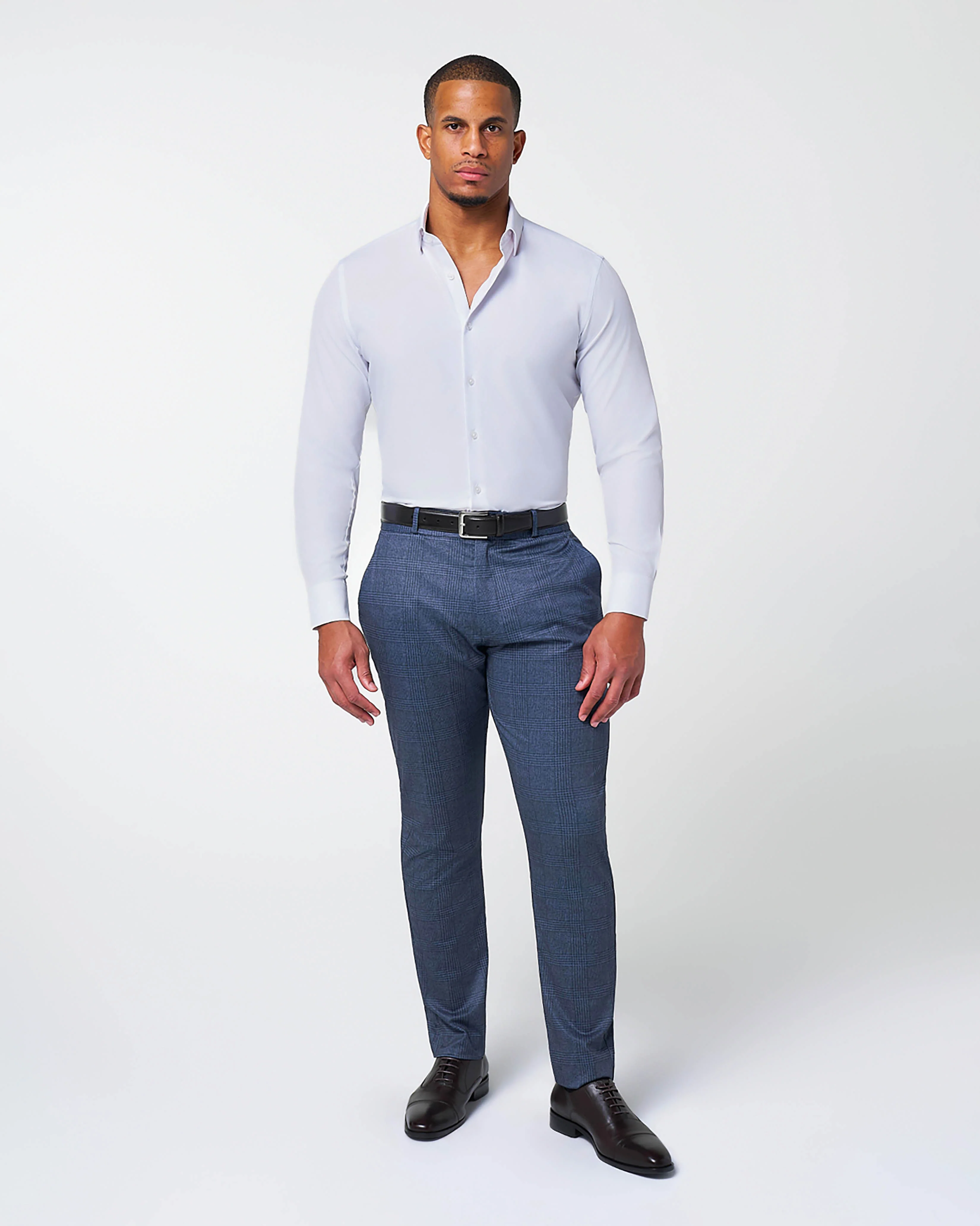 Athletic Fit Stretch Suit - Storm Blue & Navy Plaid - Image 4
