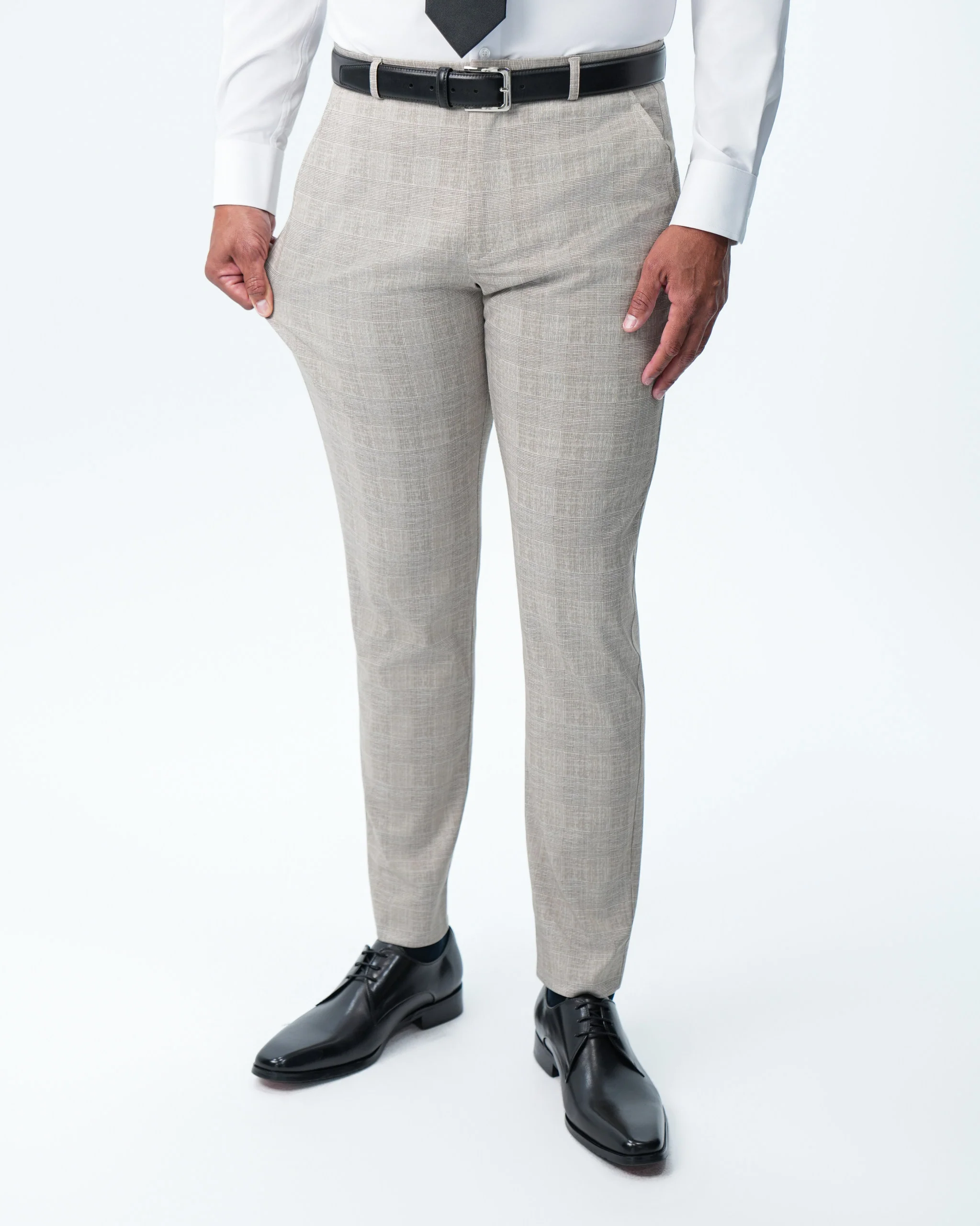 Athletic Fit Stretch Suit - Tan Plaid - Image 6