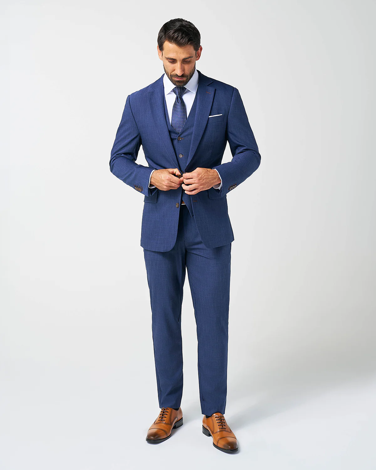 Athletic Fit Stretch Suit Vest - Heathered Navy - Image 5