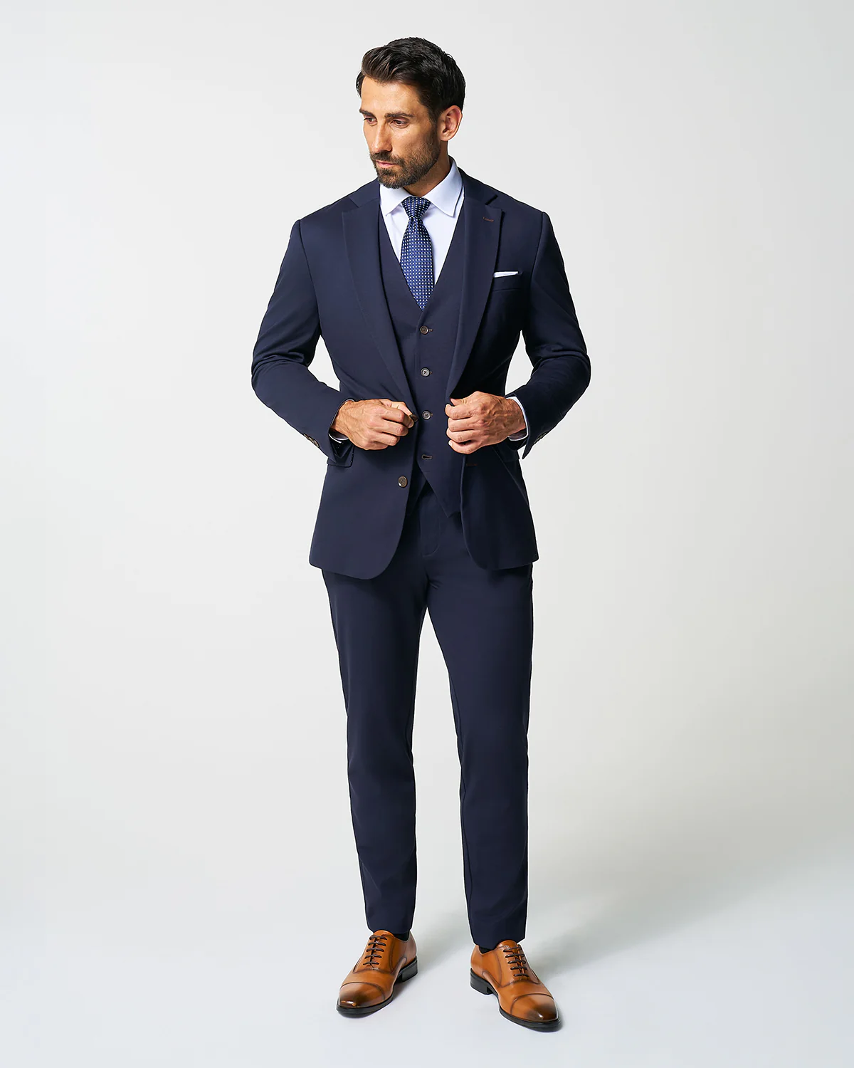 Athletic Fit Stretch Suit Vest - Navy - Image 6
