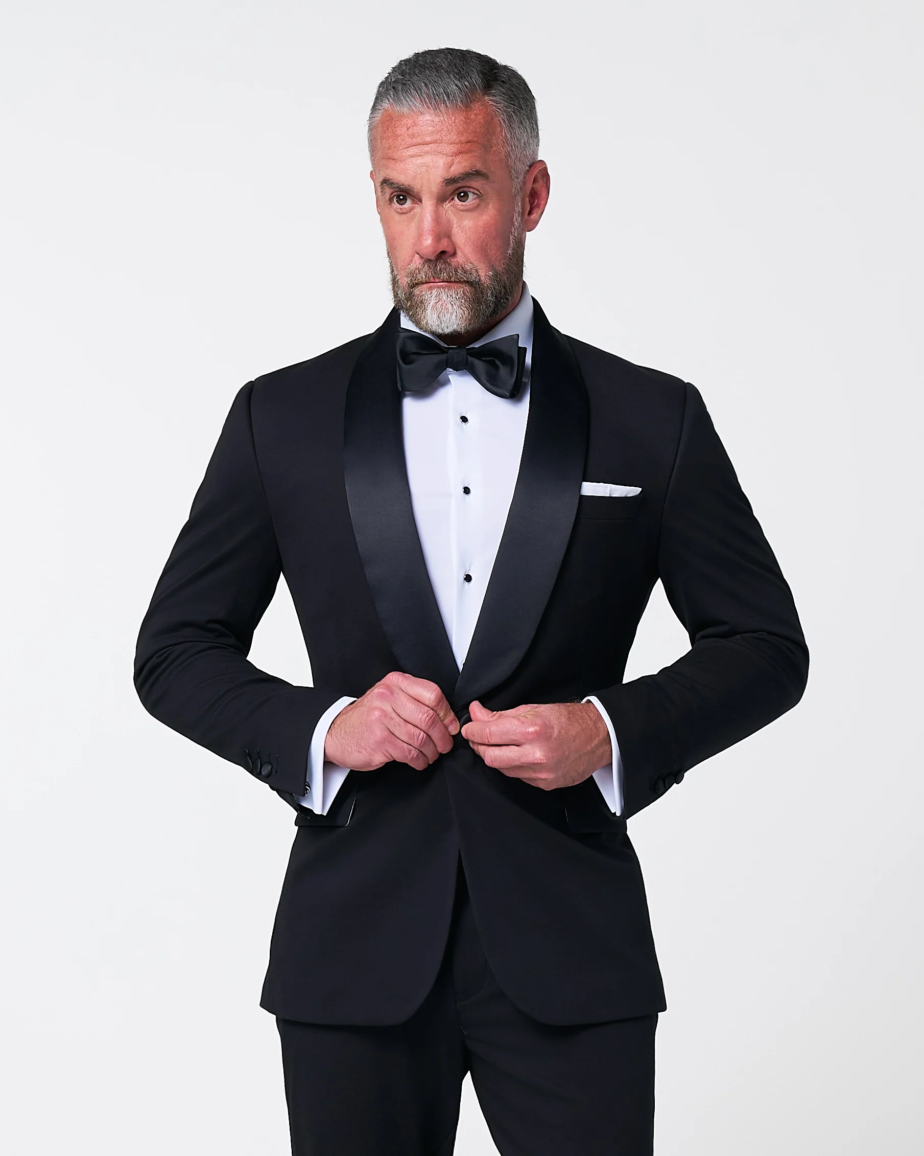 Athletic Fit Stretch Tuxedo - Black with Shawl Lapel - Image 3