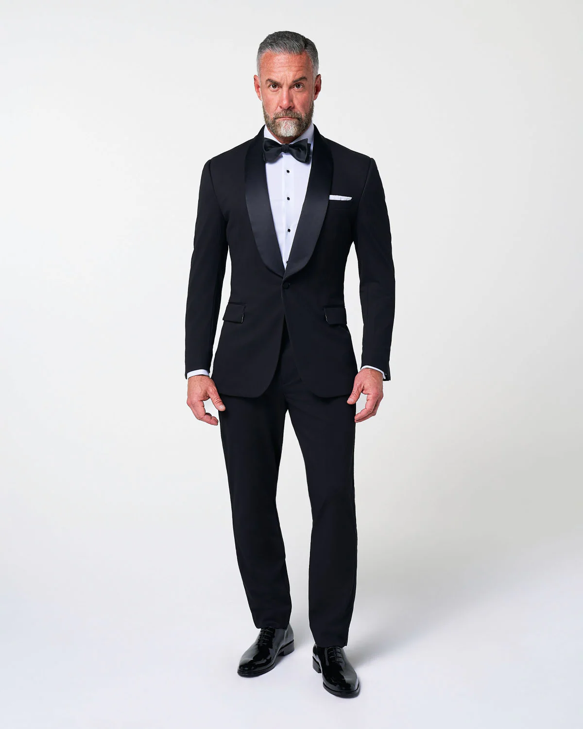 Athletic Fit Stretch Tuxedo - Black with Shawl Lapel - Image 4