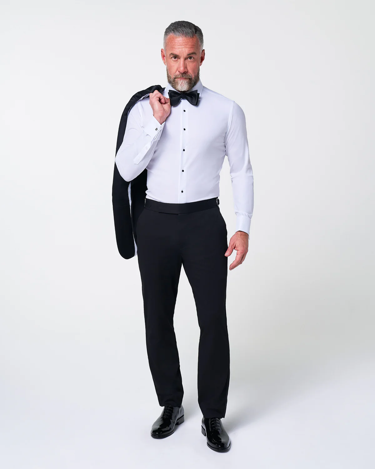 Athletic Fit Stretch Tuxedo - Black with Shawl Lapel - Image 6