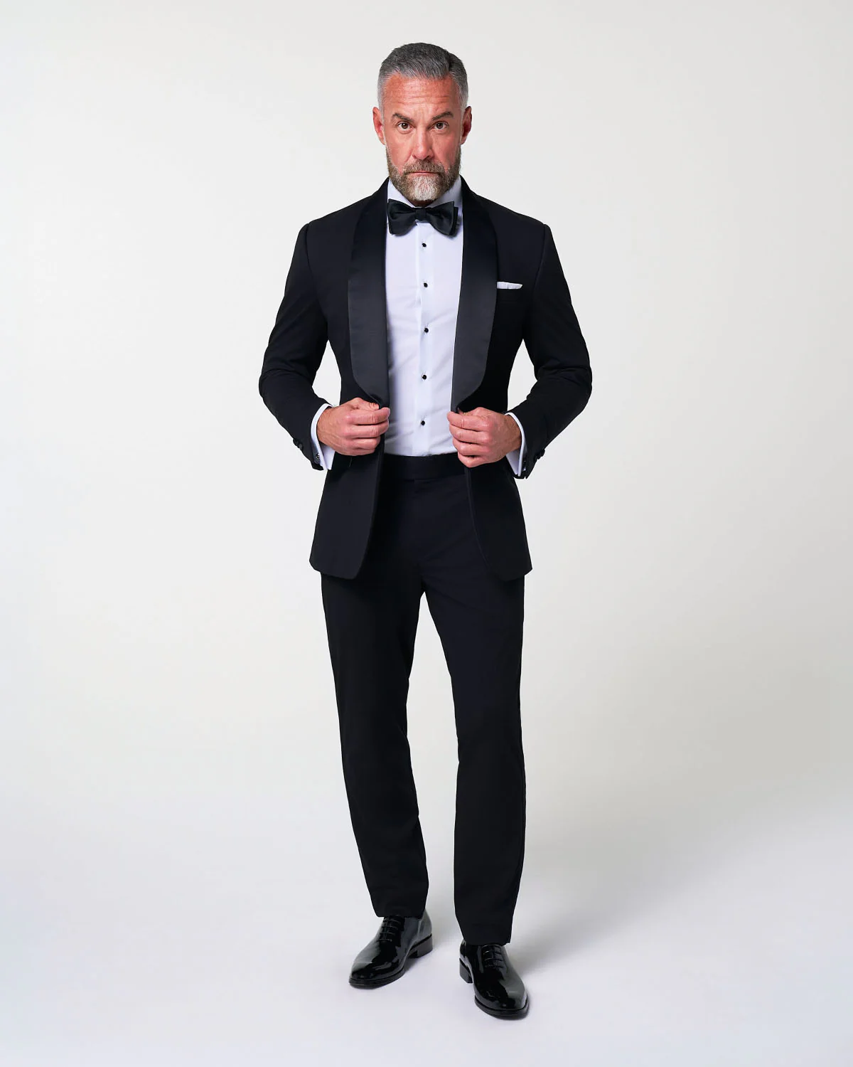 Athletic Fit Stretch Tuxedo - Black with Shawl Lapel - Image 7