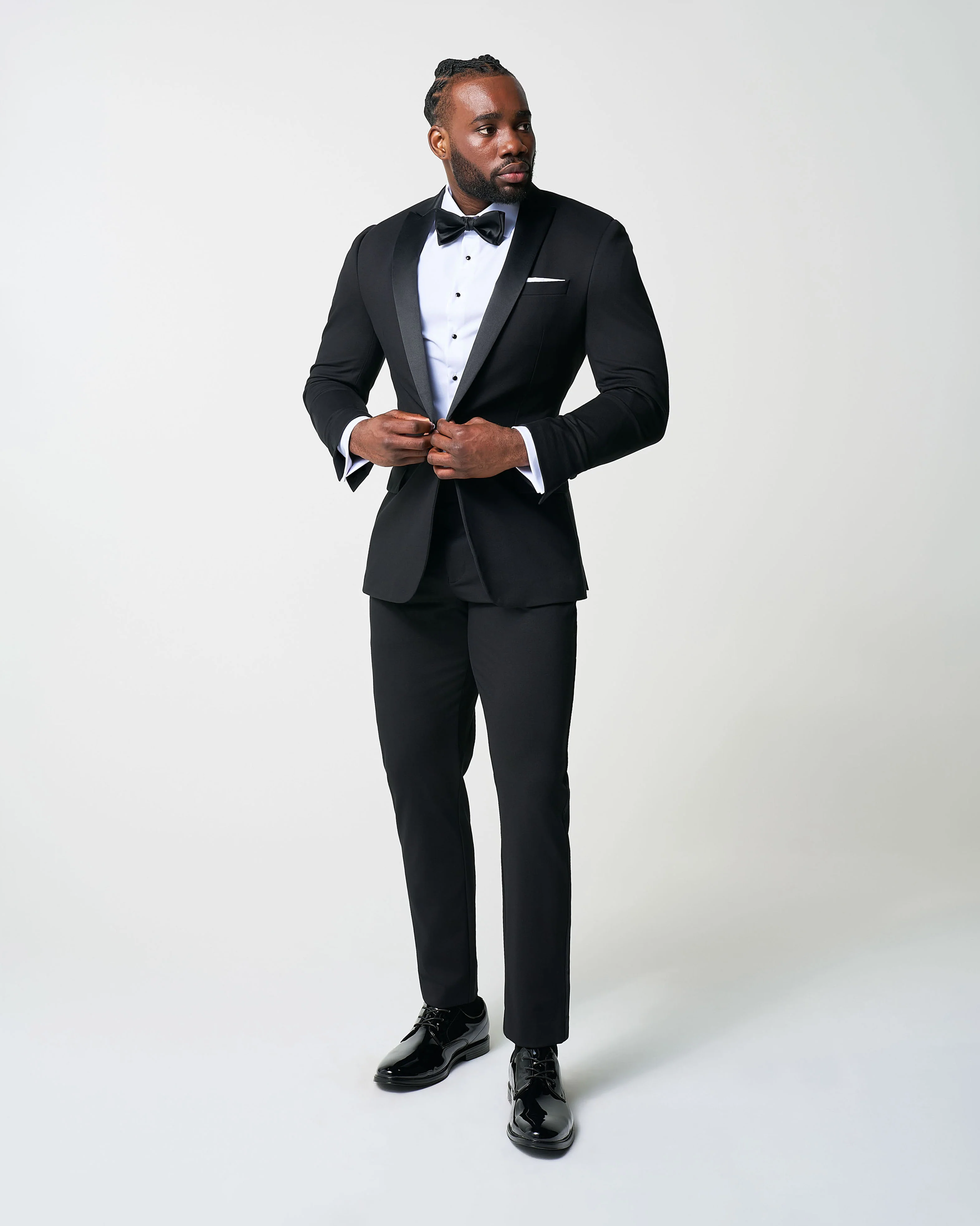 Athletic Fit Stretch Tuxedo - Black with Peak Lapel - Image 5