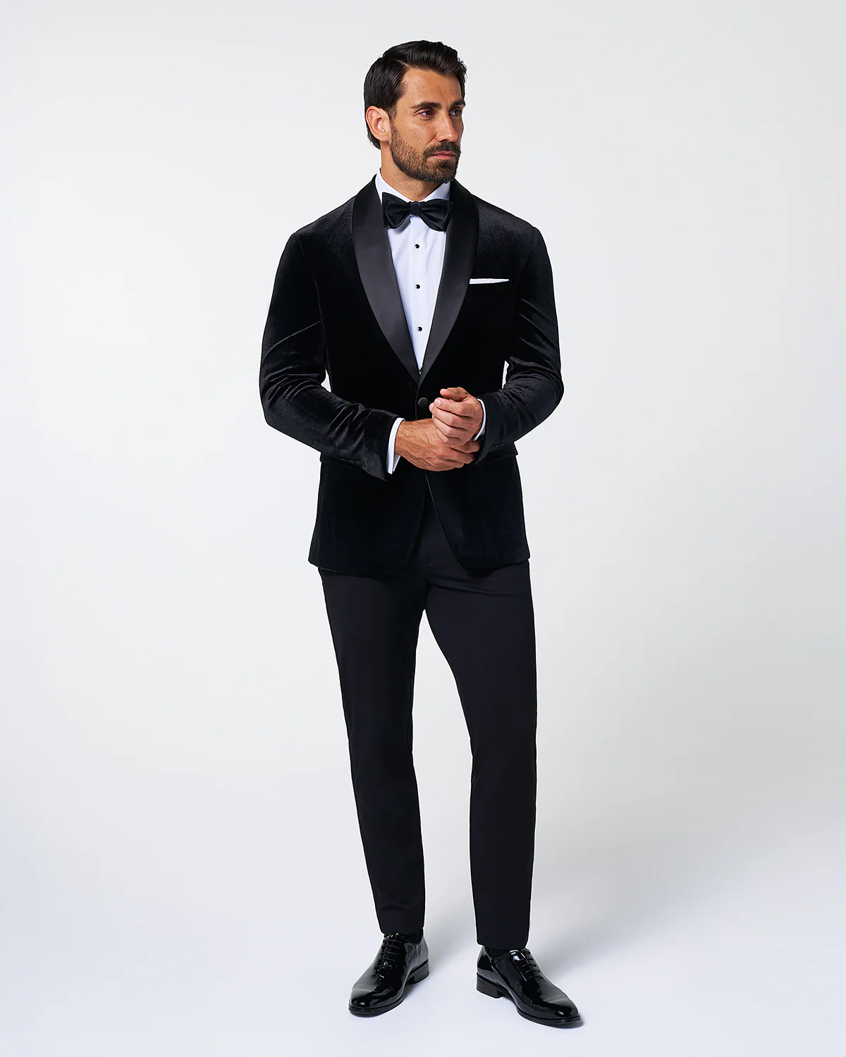 Athletic Fit Stretch Tuxedo Jacket - Black Velvet - Image 3