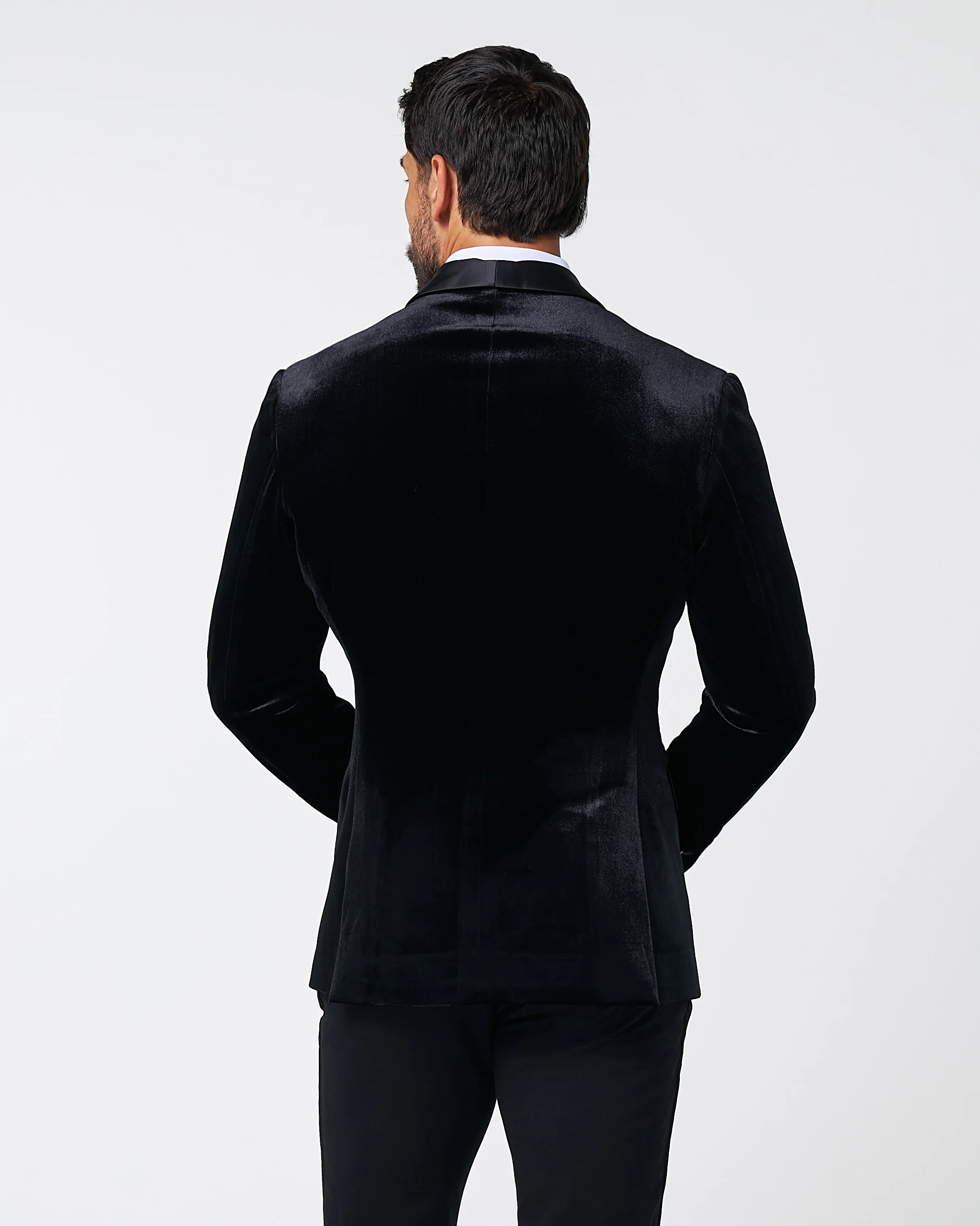 Athletic Fit Stretch Tuxedo Jacket - Black Velvet - Image 4
