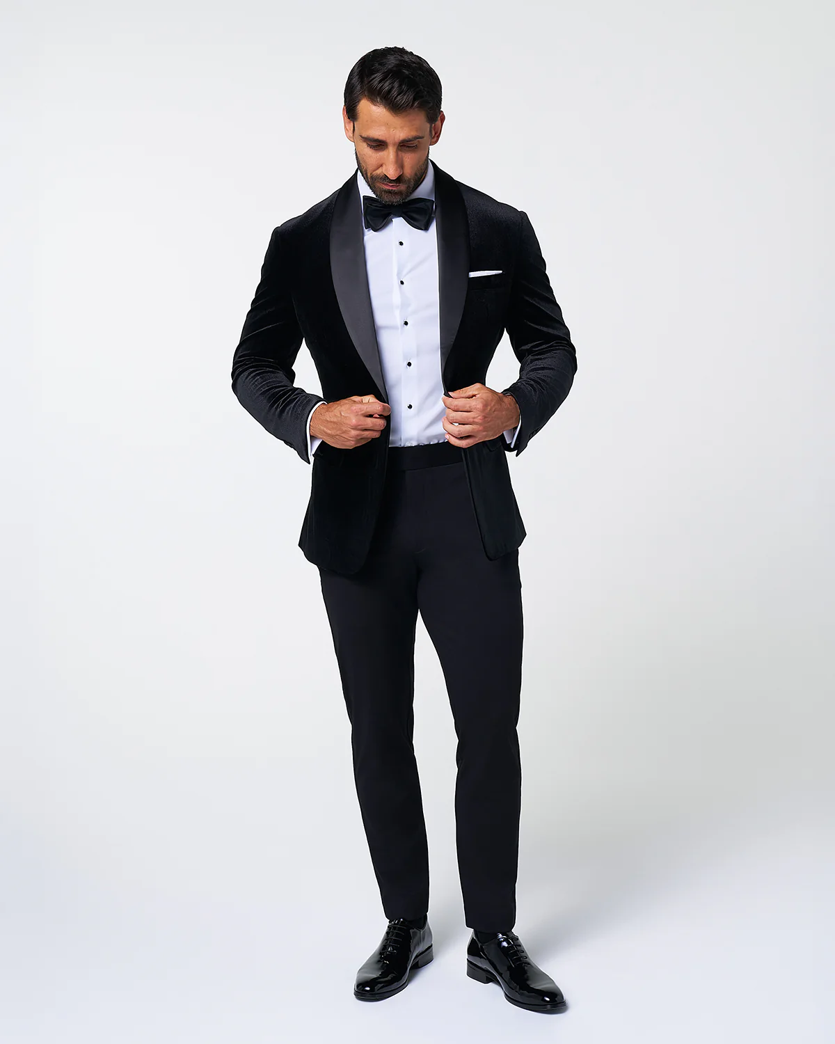 Athletic Fit Stretch Tuxedo Jacket - Black Velvet - Image 5