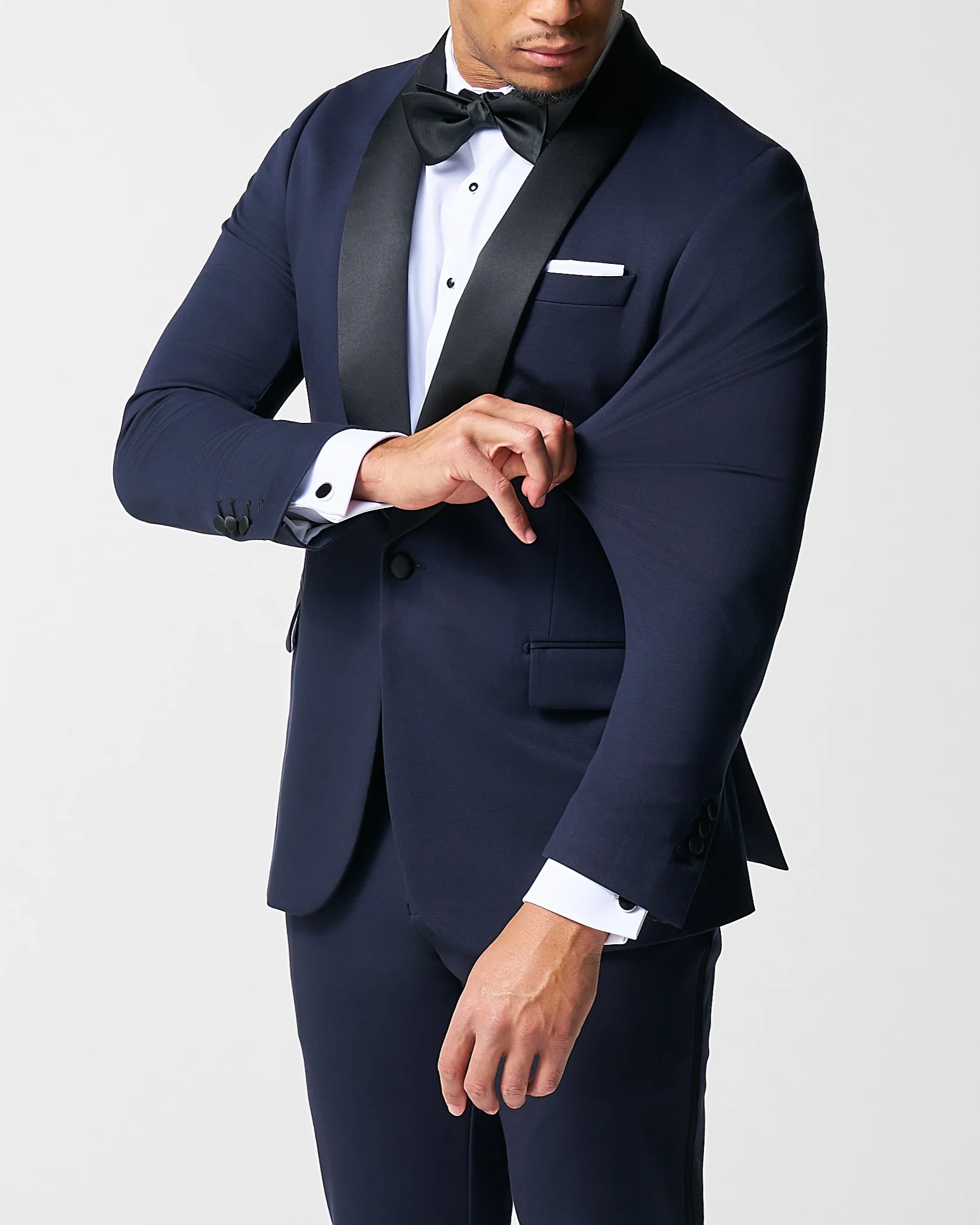 Athletic Fit Stretch Tuxedo Jacket - Navy with Shawl Lapel - Image 2
