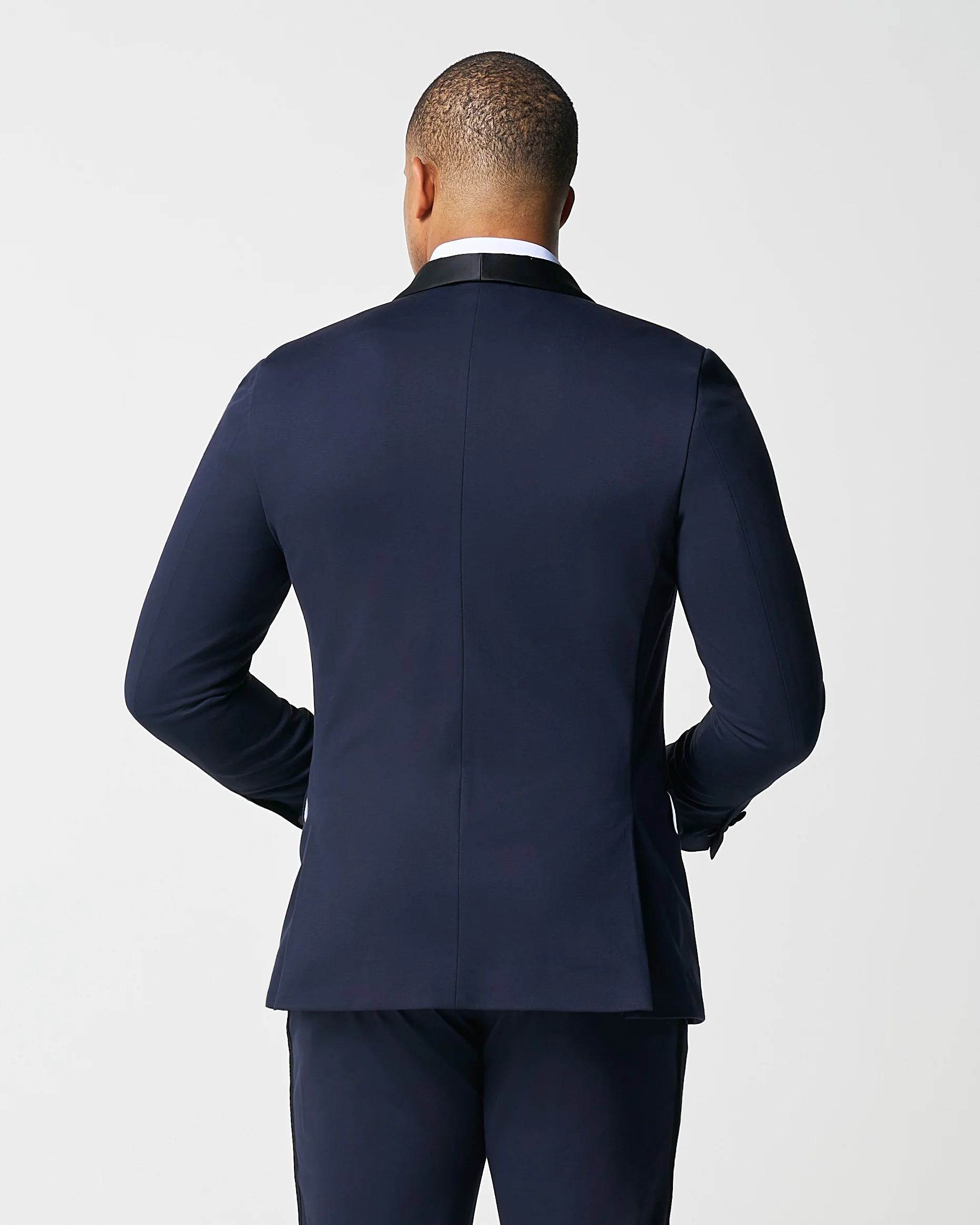 Athletic Fit Stretch Tuxedo Jacket - Navy with Shawl Lapel - Image 4