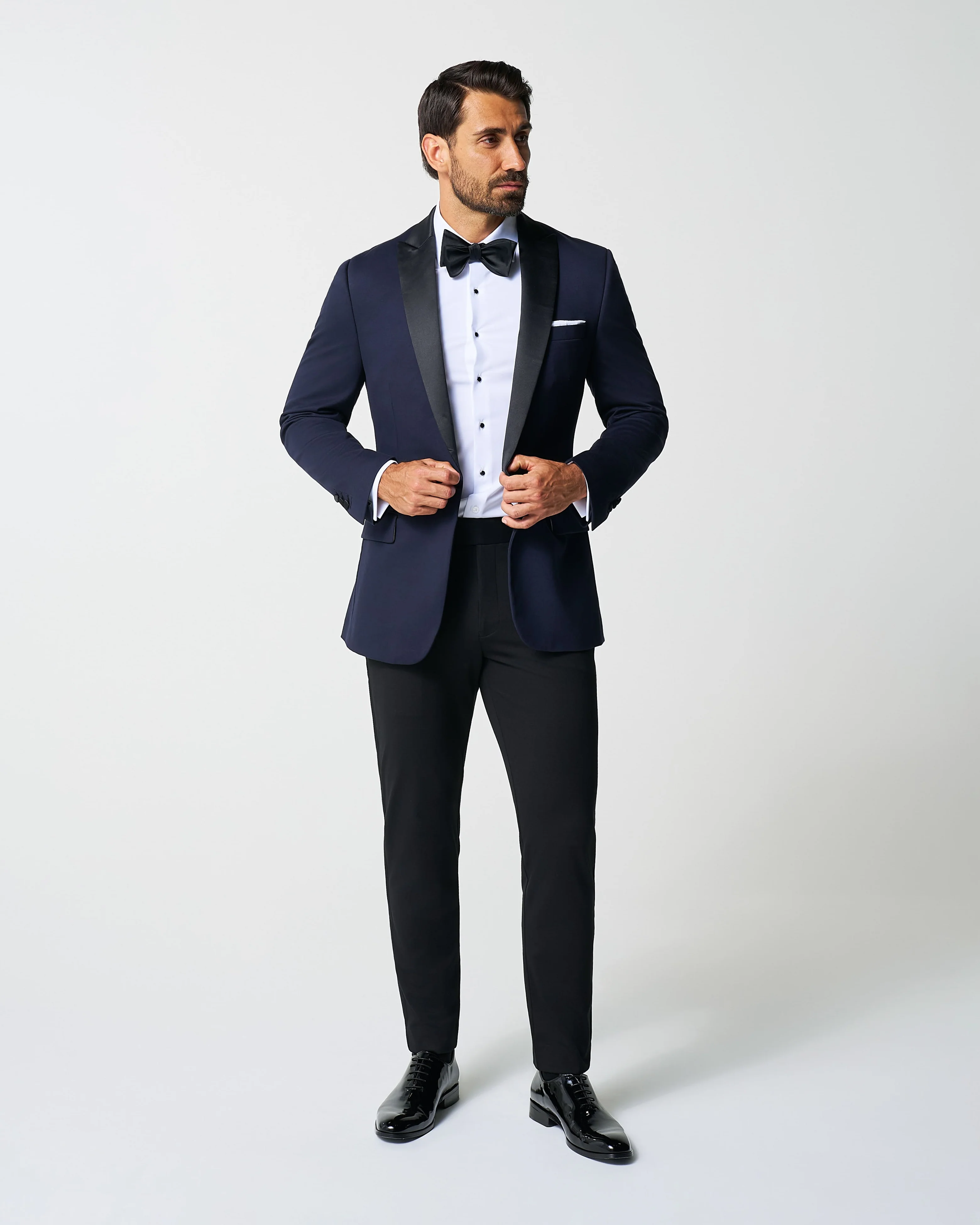 Athletic Fit Stretch Tuxedo - Navy with Peak Lapel