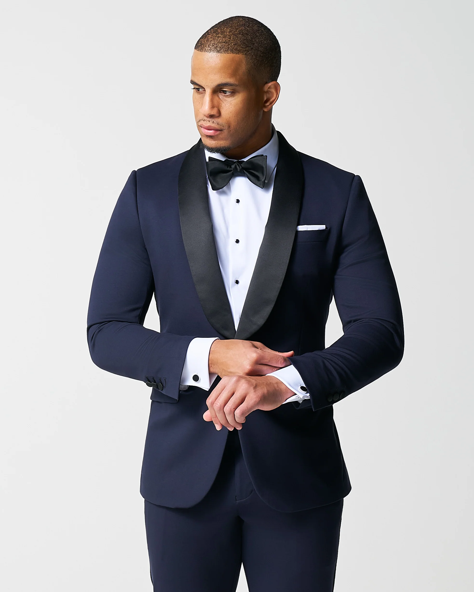 Athletic Fit Stretch Tuxedo - Navy with Shawl Lapel - Image 3