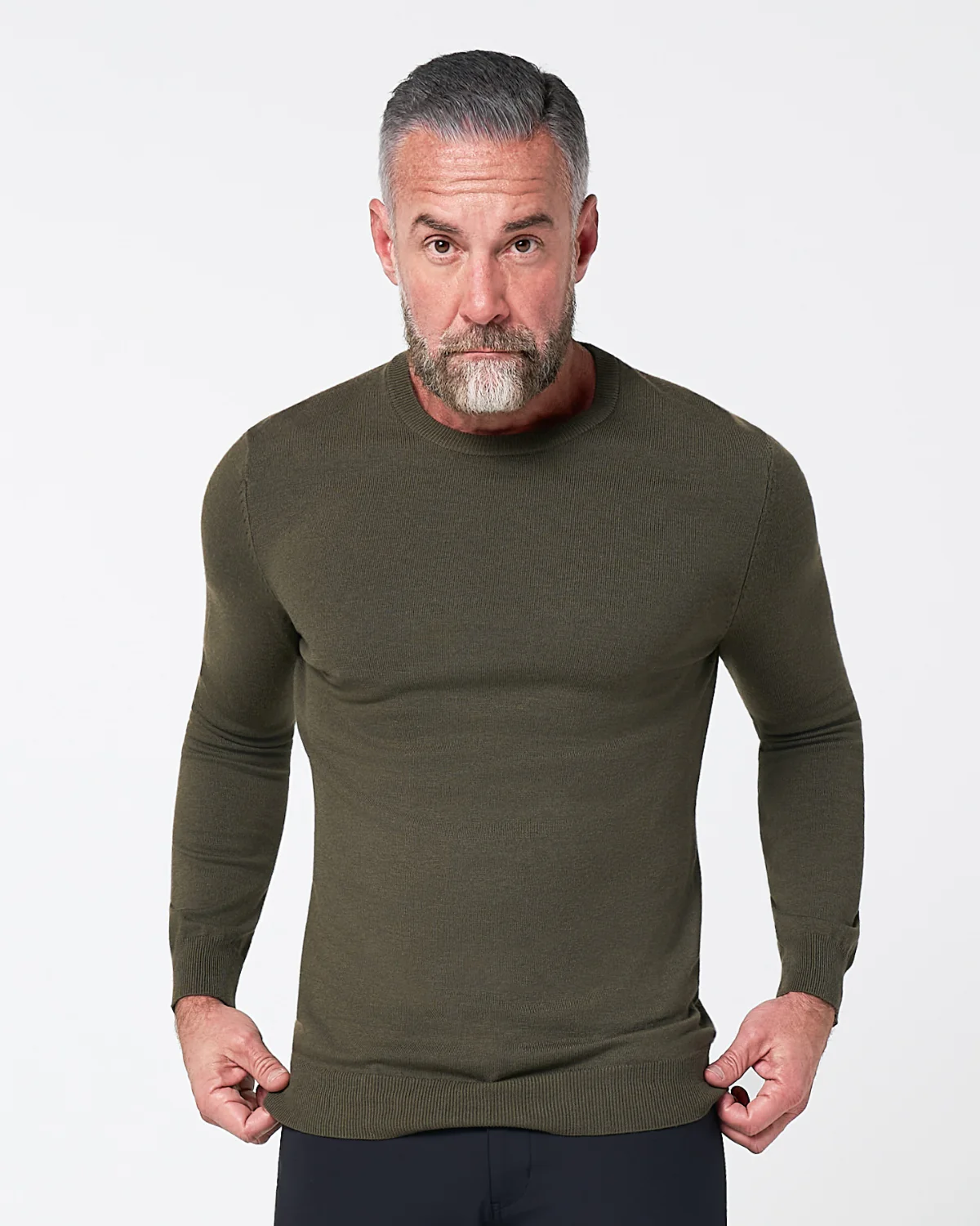 Mid-Weight Wool Crewneck - Olive - Image 3