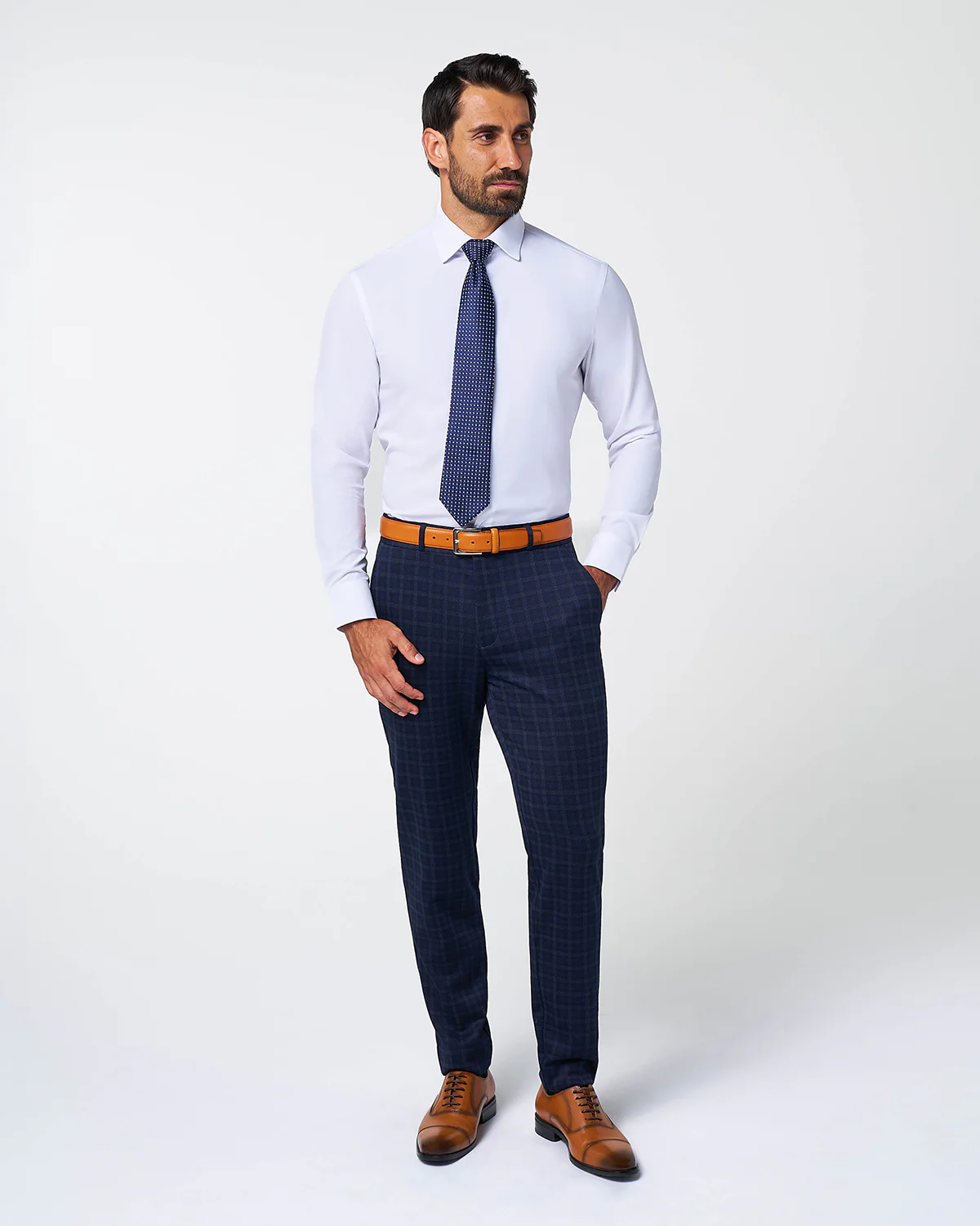 Athletic Fit Stretch Wool Suit - Blue Plaid - Image 5