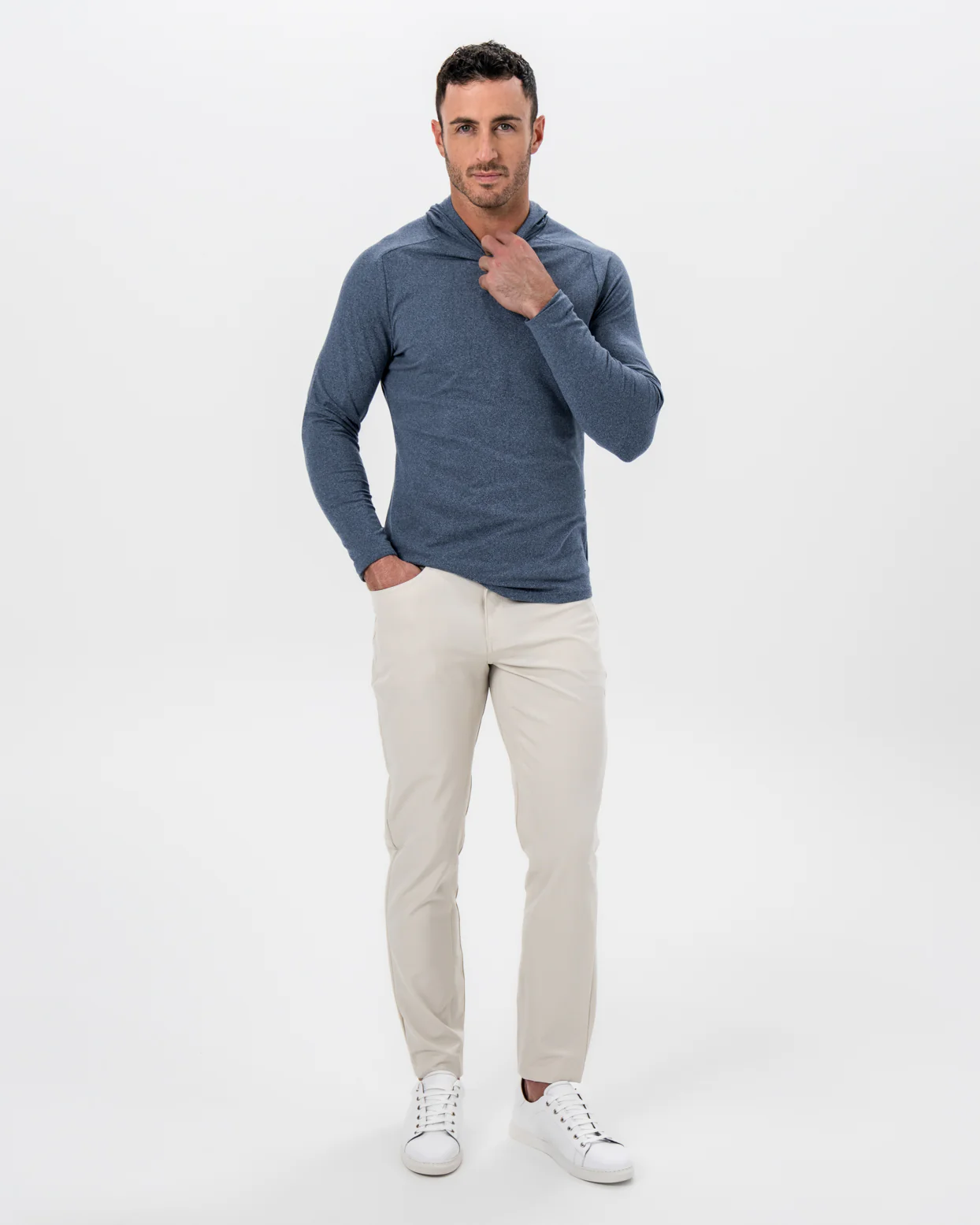 Brushed Hoodie - Heathered Navy - Image 4